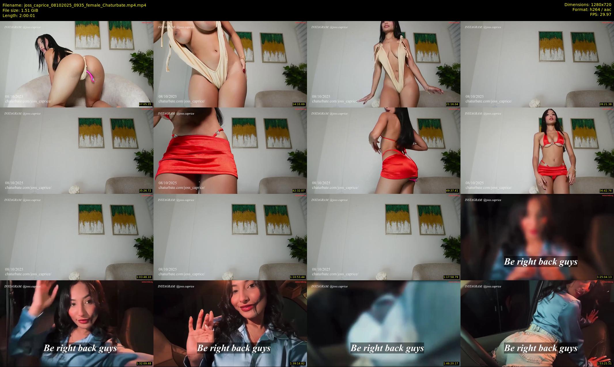 joss_caprice — 121 minute Chaturbate female cam show recording, 720p, Oct 8, 2025