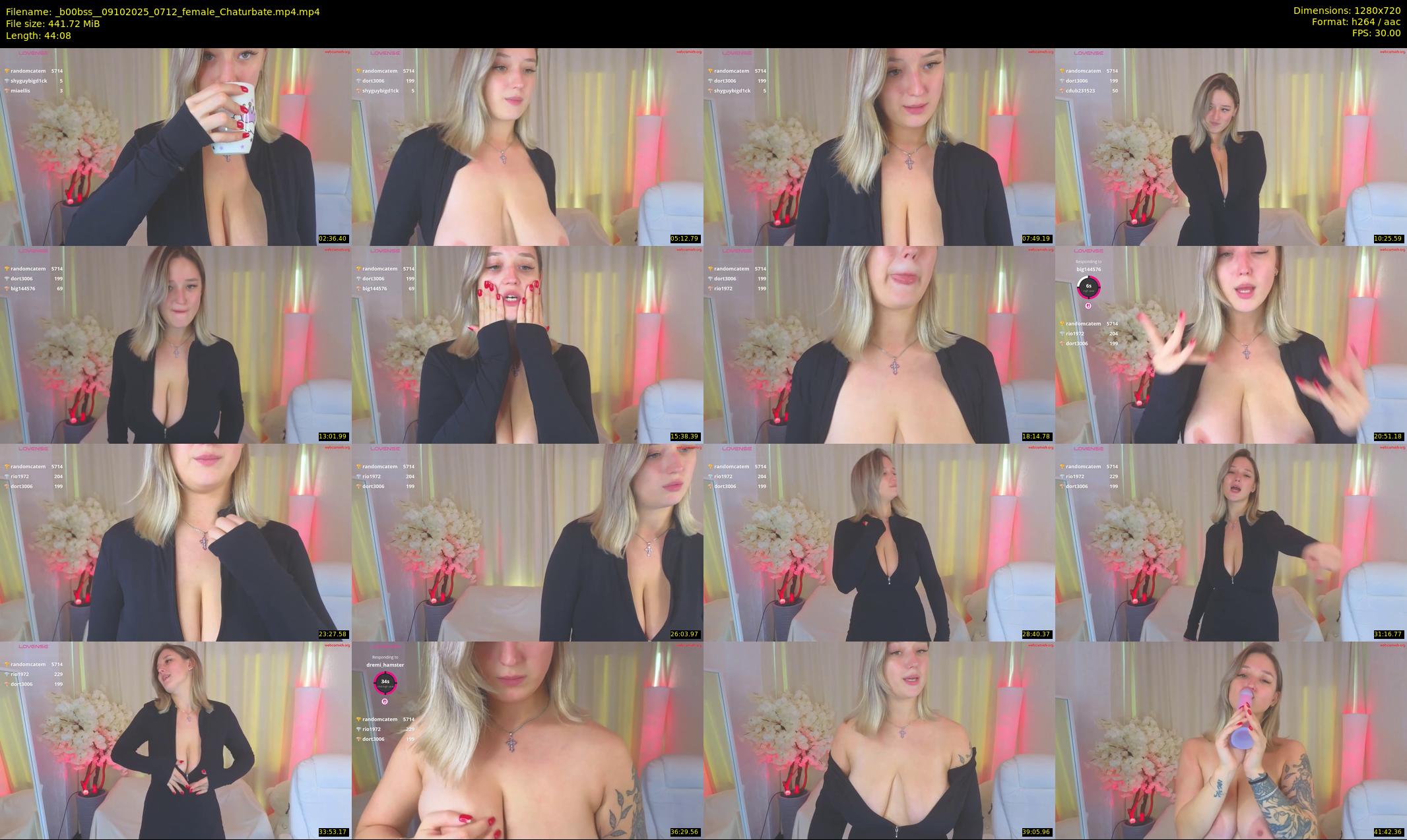 _b00bss_ — 45 minute Chaturbate female cam show recording, 720p, Oct 9, 2025
