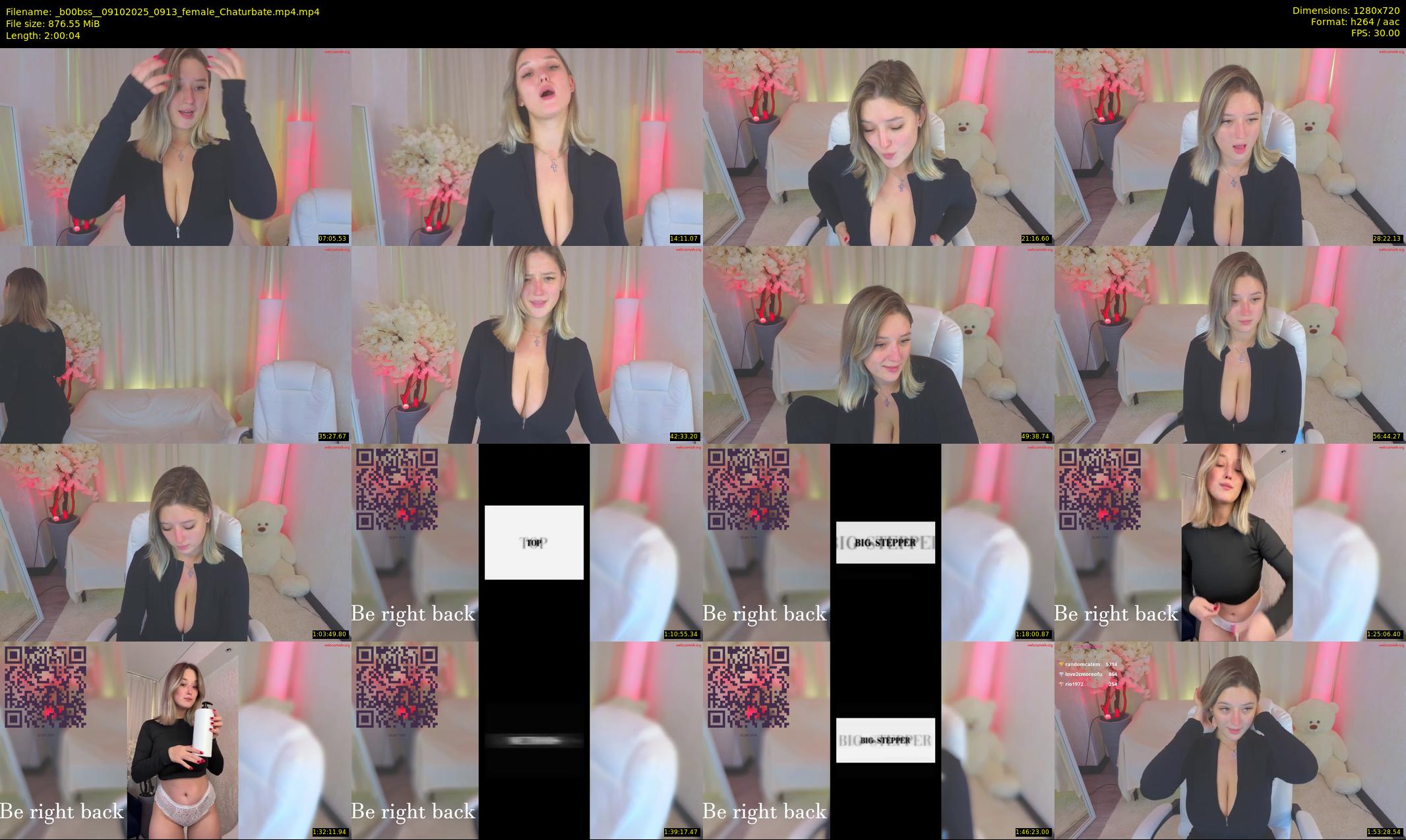 _b00bss_ — 121 minute Chaturbate female cam show recording, 720p, Oct 9, 2025