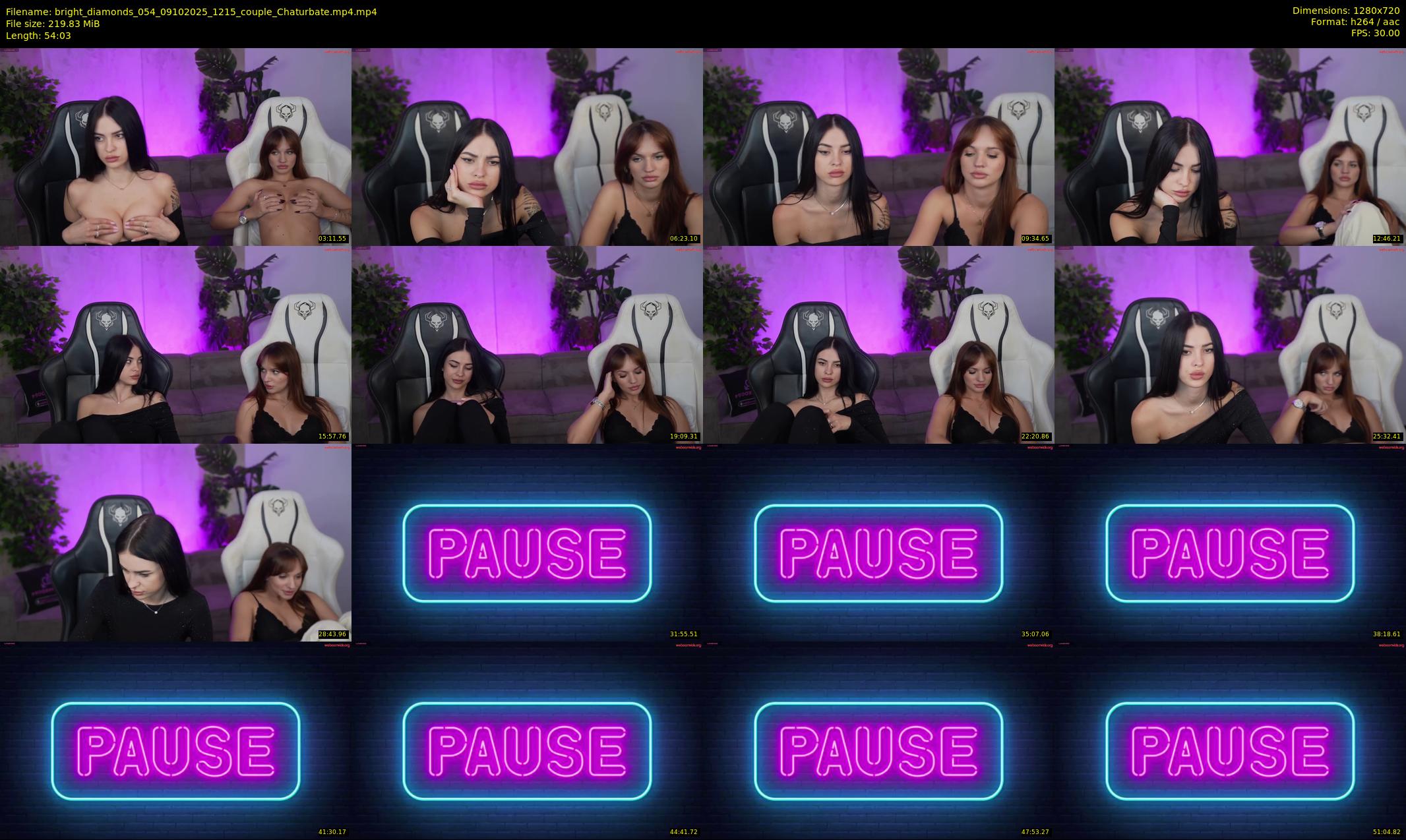 bright_diamonds_054 — 55 minute Chaturbate couple cam show recording, 720p, Oct 9, 2025