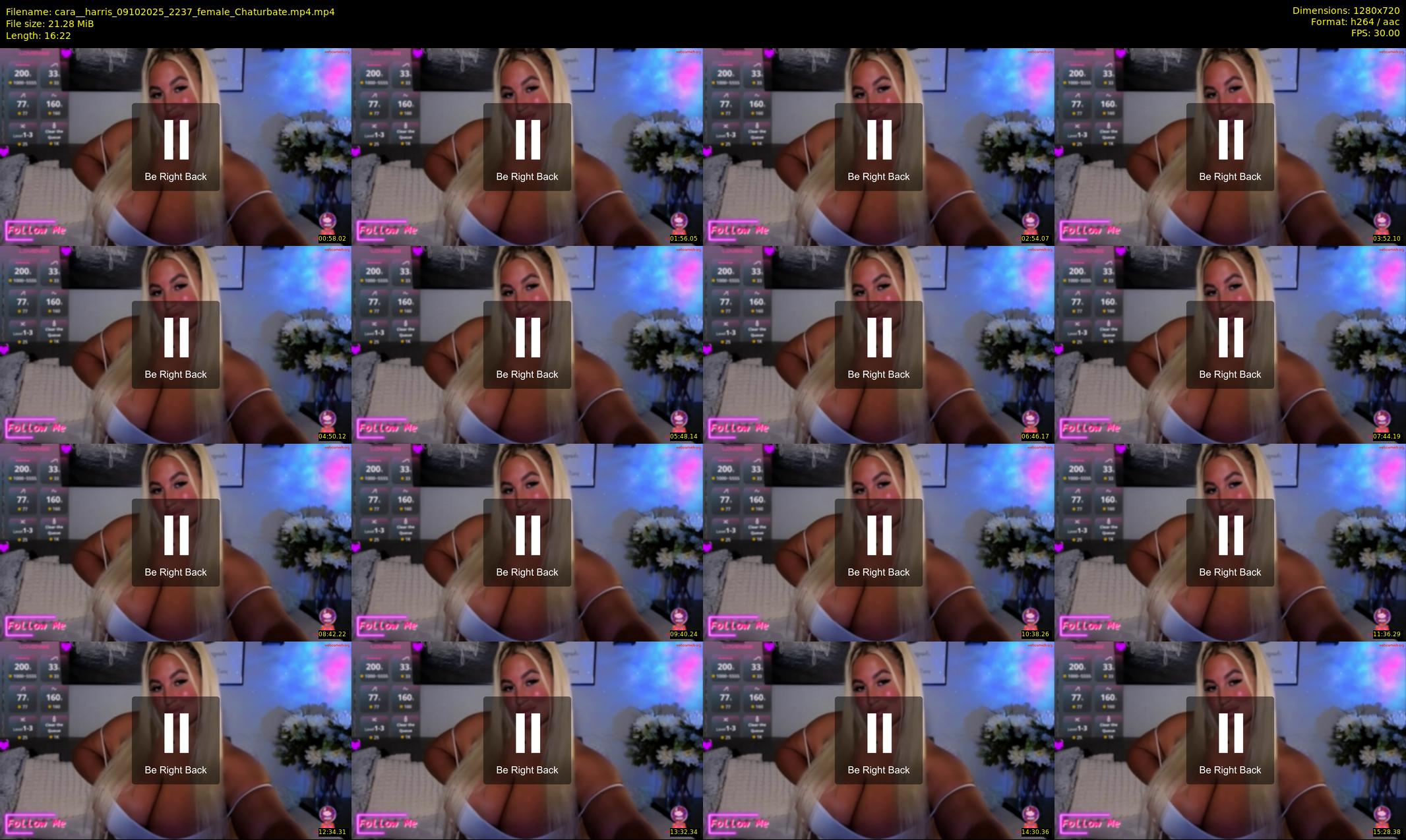 cara__harris — 17 minute Chaturbate female cam show recording, 720p, Oct 9, 2025