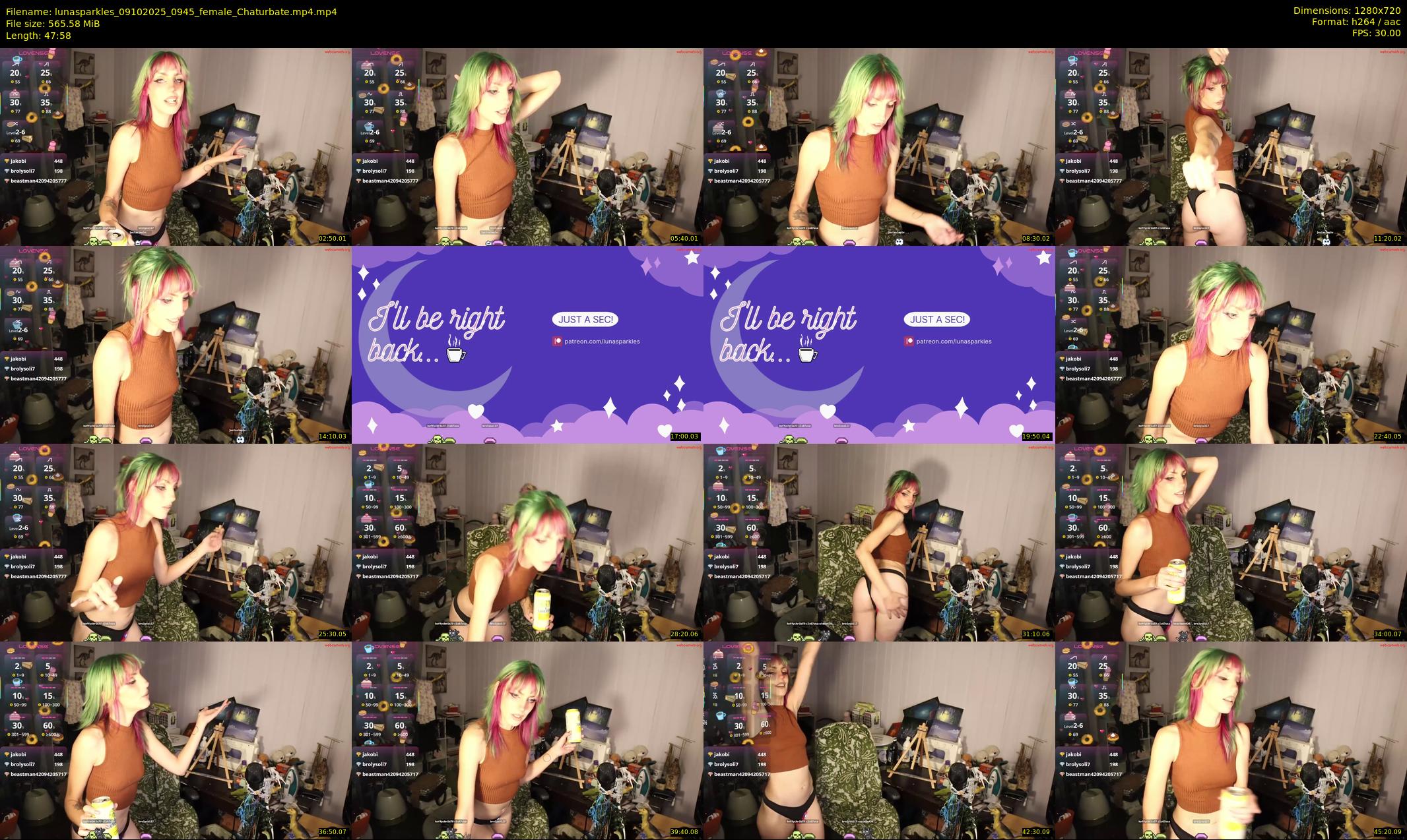 lunasparkles — 48 minute Chaturbate female cam show recording, 720p, Oct 9, 2025