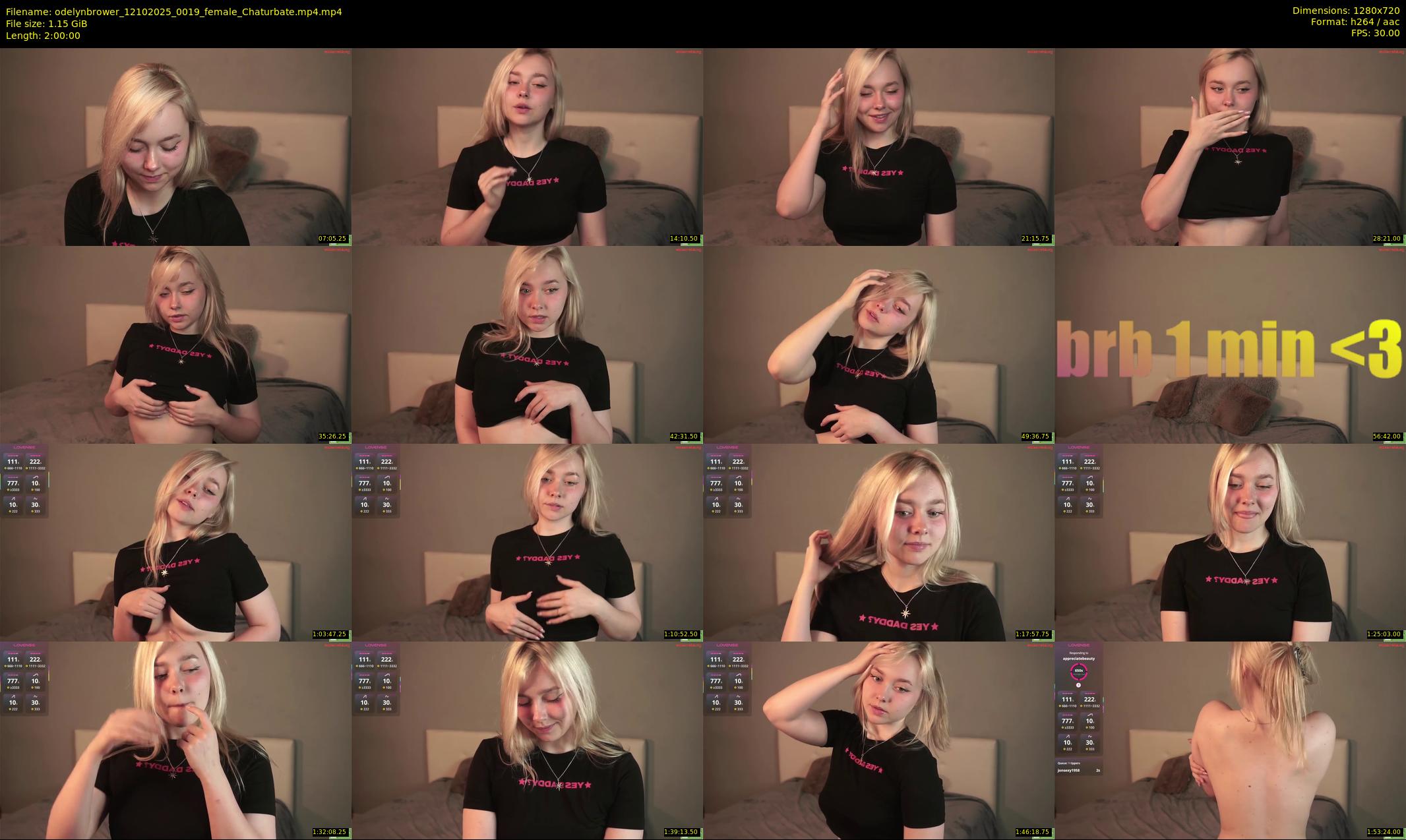 odelynbrower — 120 minute Chaturbate female cam show recording, 720p, Oct 12, 2025