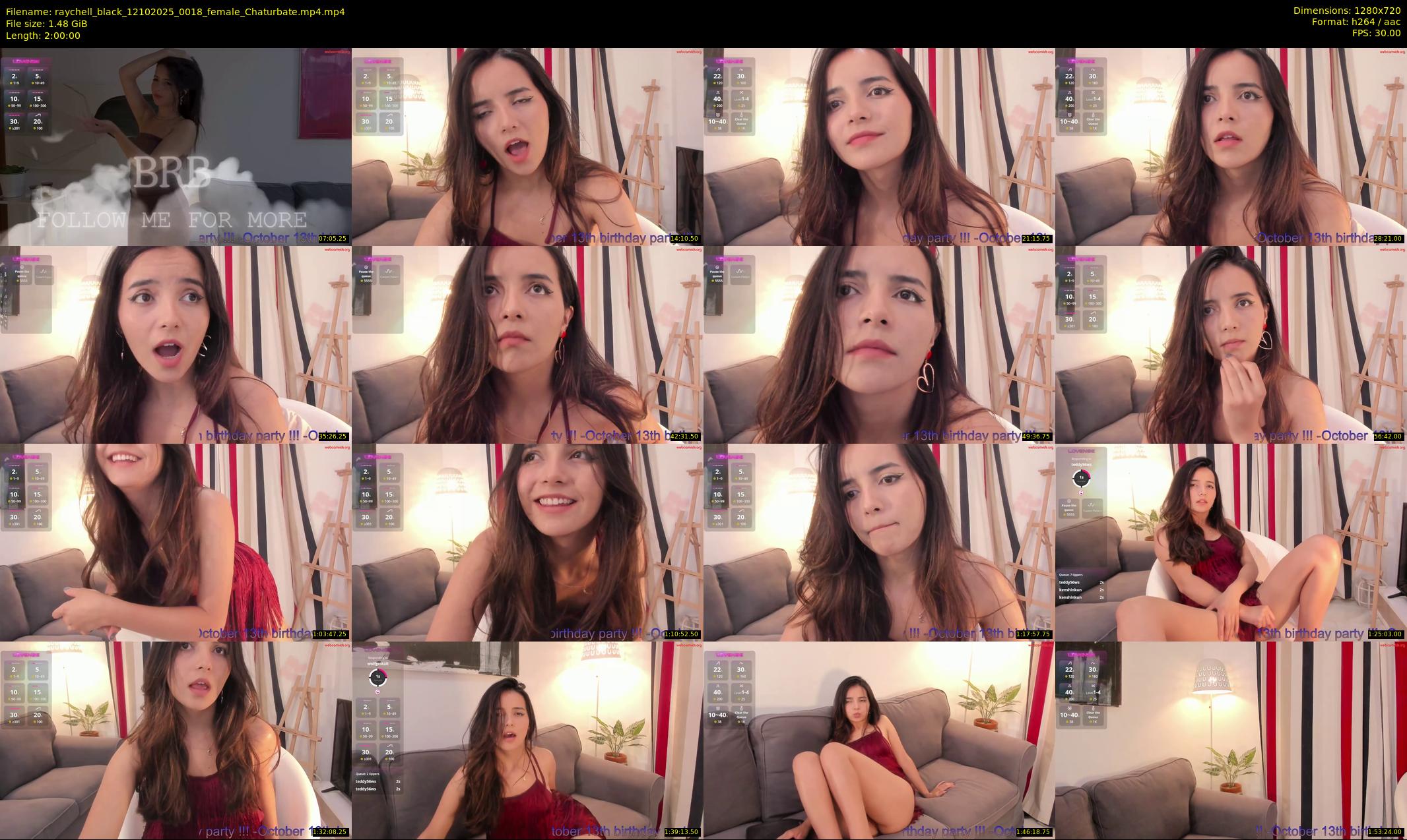 raychell_black — 120 minute Chaturbate female cam show recording, 720p, Oct 12, 2025