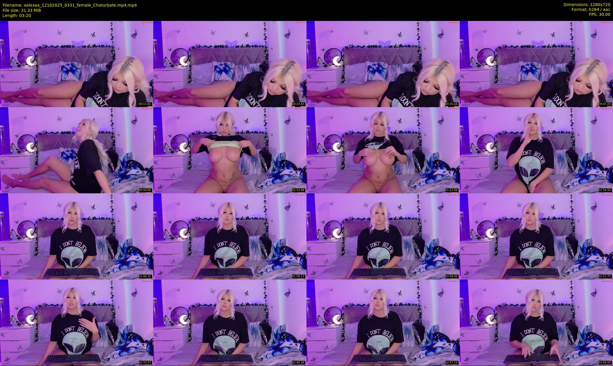 xalexax — 4 minute Chaturbate female cam show recording, 720p, Oct 12, 2025