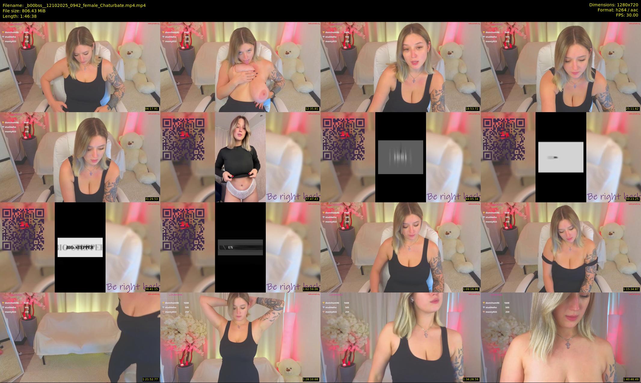 _b00bss_ — 107 minute Chaturbate female cam show recording, 720p, Oct 12, 2025
