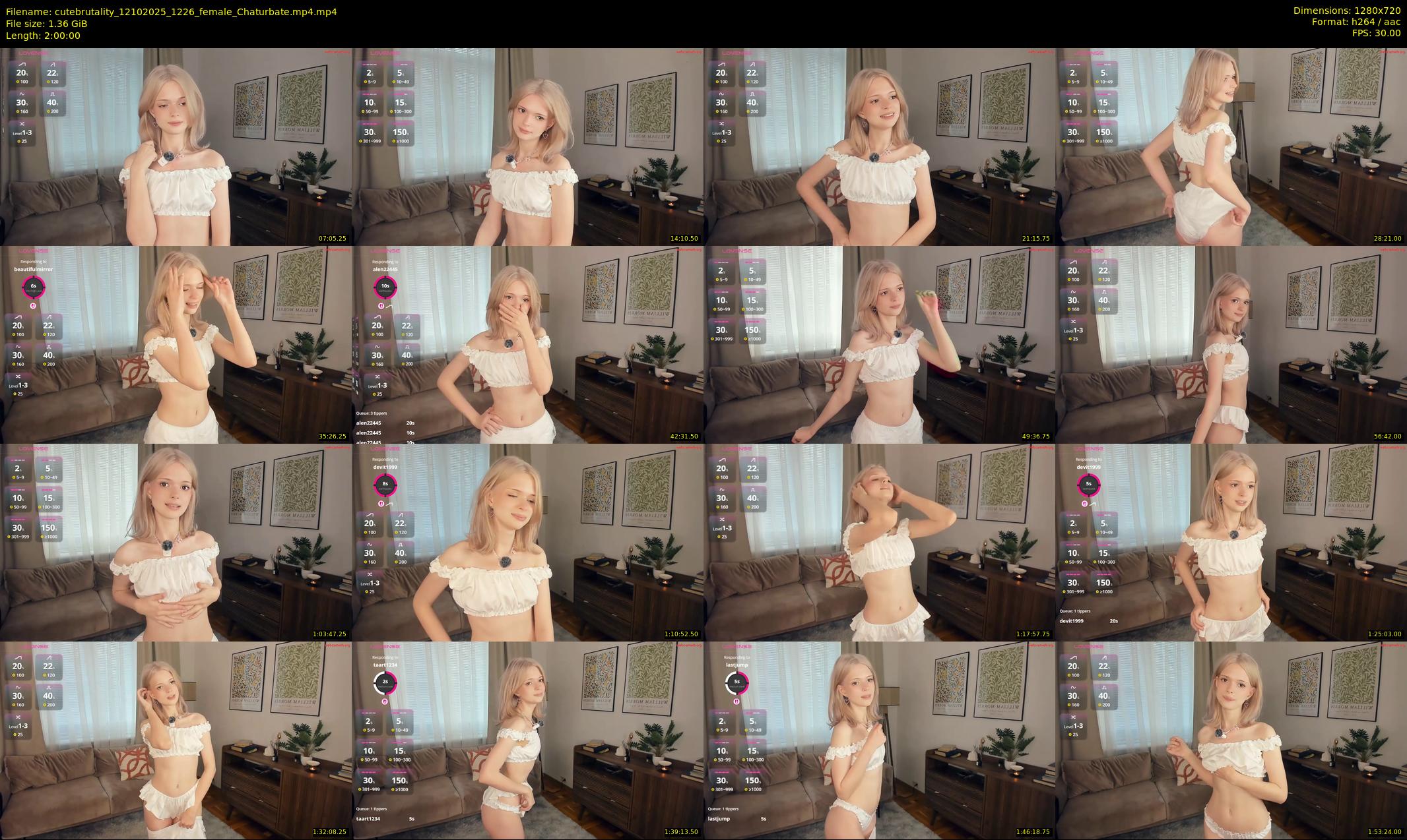 cutebrutality — 120 minute Chaturbate female cam show recording, 720p, Oct 12, 2025