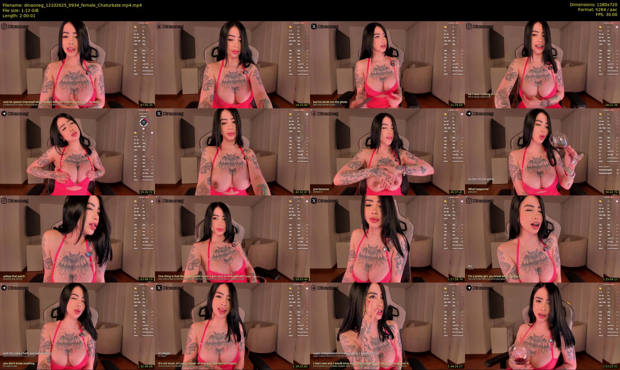 dinaoneg — 121 minute Chaturbate female cam show recording, 720p, Oct 12, 2025