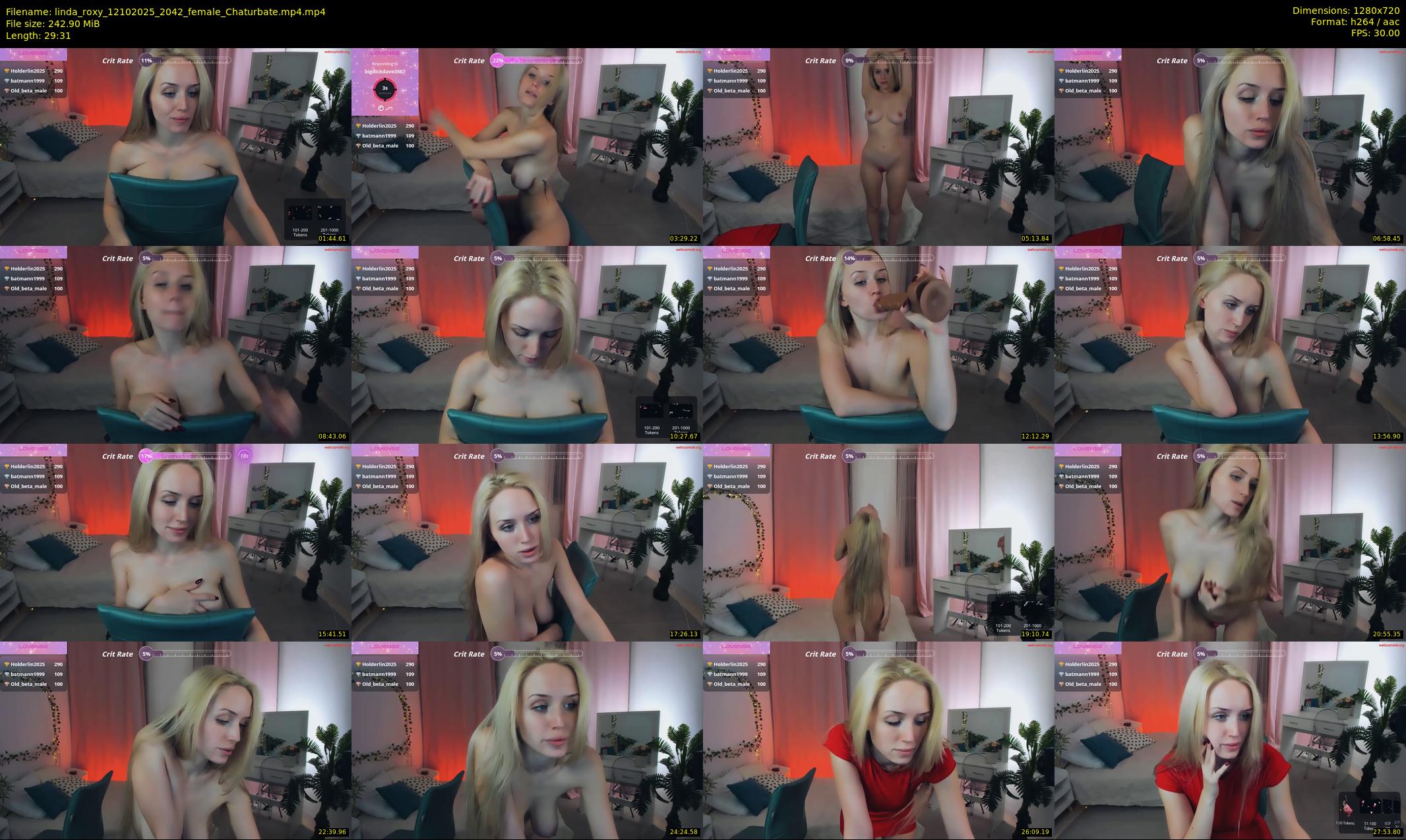 linda_roxy — 30 minute Chaturbate female cam show recording, 720p, Oct 12, 2025