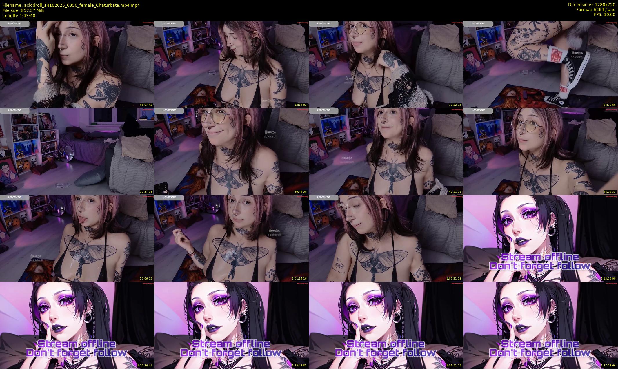 aciddroll — 104 minute Chaturbate female cam show recording, 720p, Oct 14, 2025