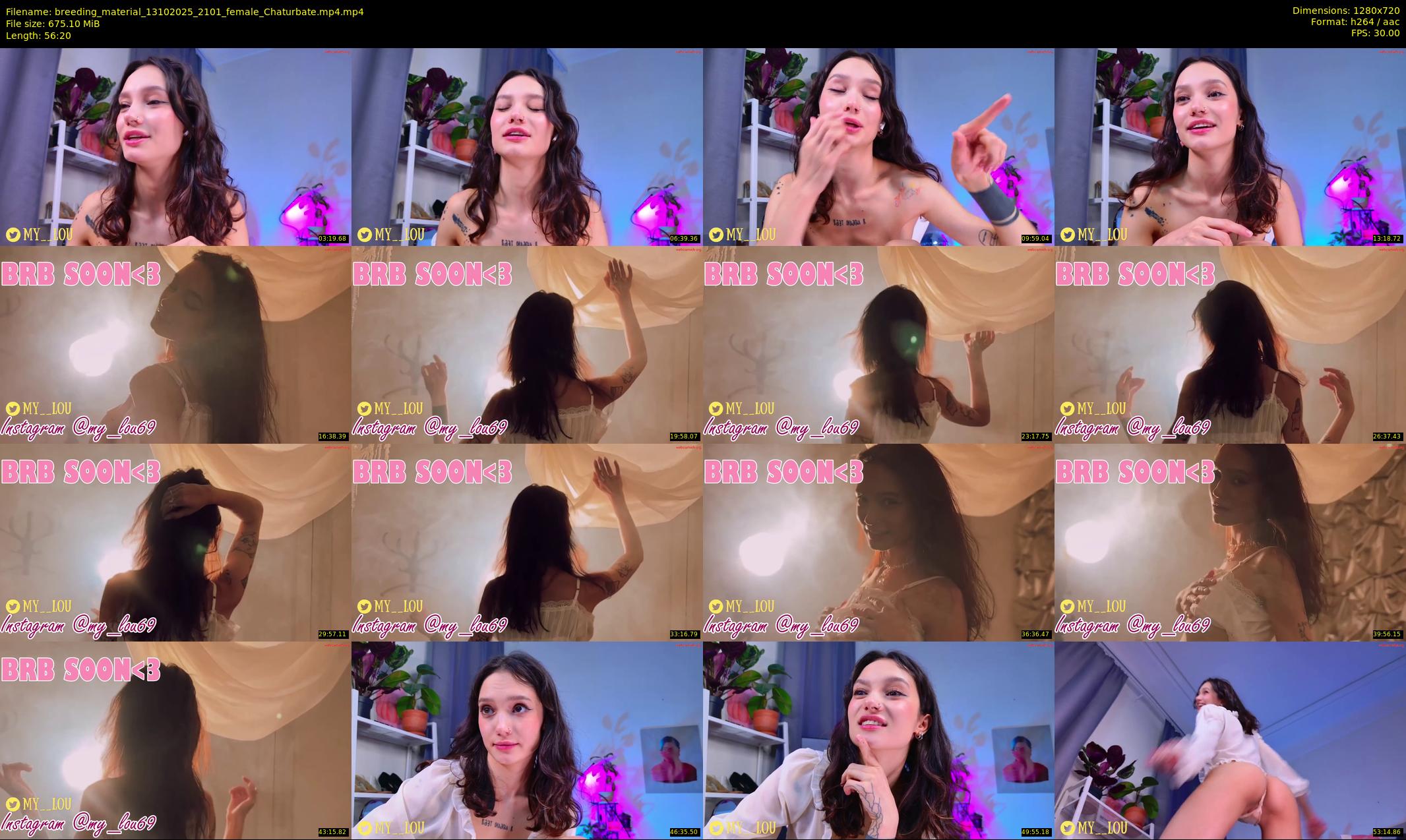 breeding_material — 57 minute Chaturbate female cam show recording, 720p, Oct 13, 2025