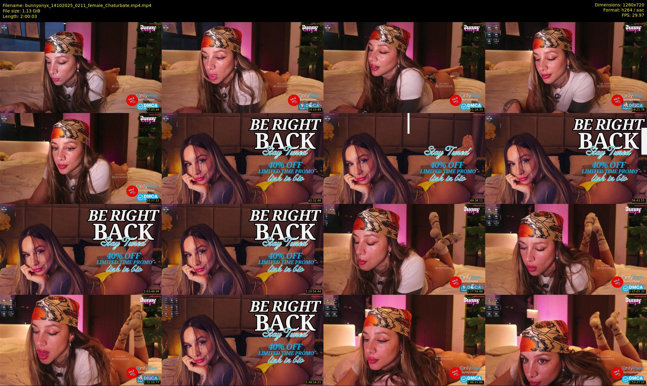 bunnyonyx — 121 minute Chaturbate female cam show recording, 720p, Oct 14, 2025
