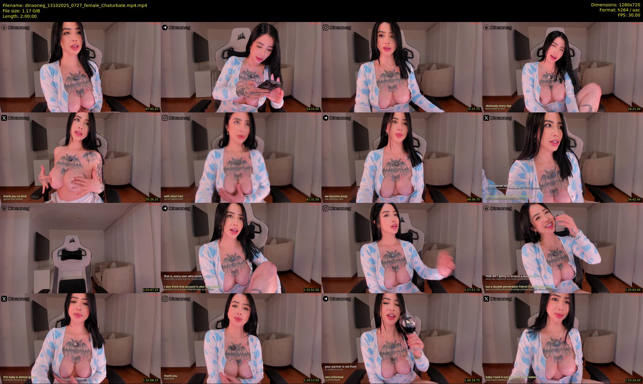 dinaoneg — 120 minute Chaturbate female cam show recording, 720p, Oct 13, 2025