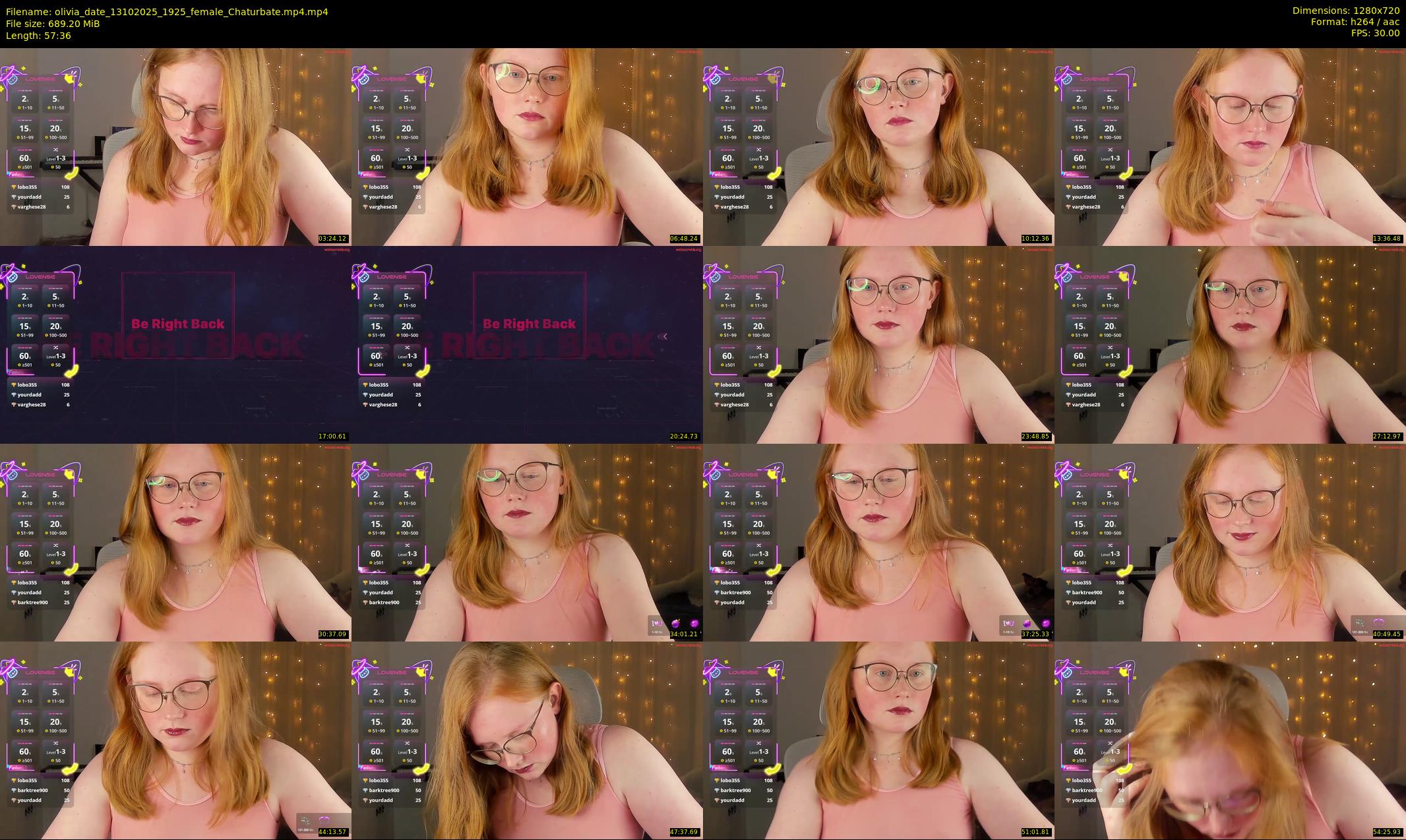 olivia_date — 58 minute Chaturbate female cam show recording, 720p, Oct 13, 2025