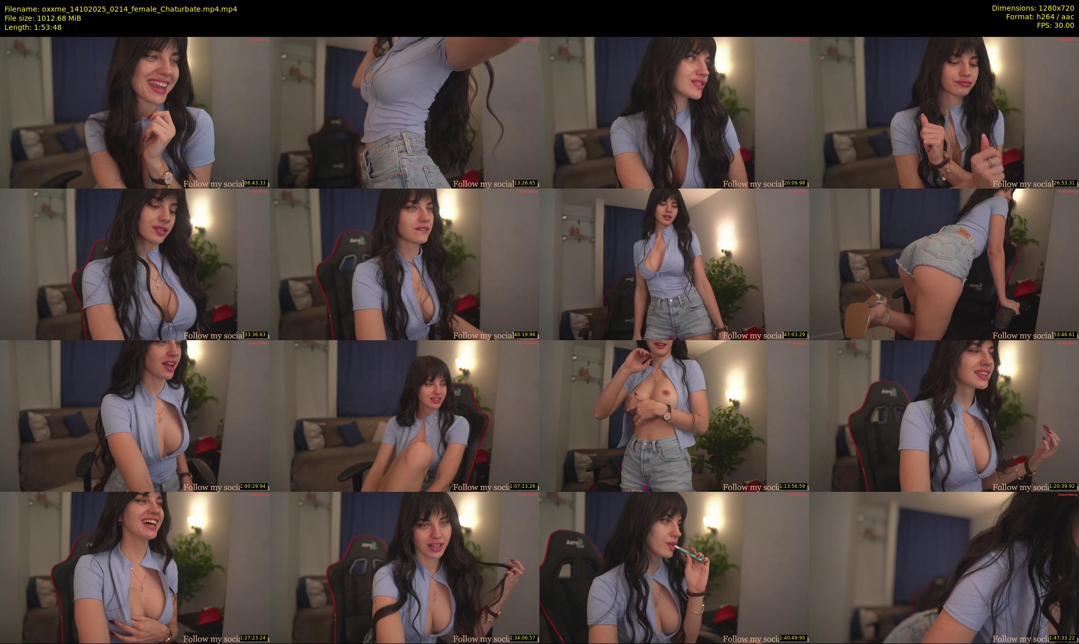 oxxme — 114 minute Chaturbate female cam show recording, 720p, Oct 14, 2025