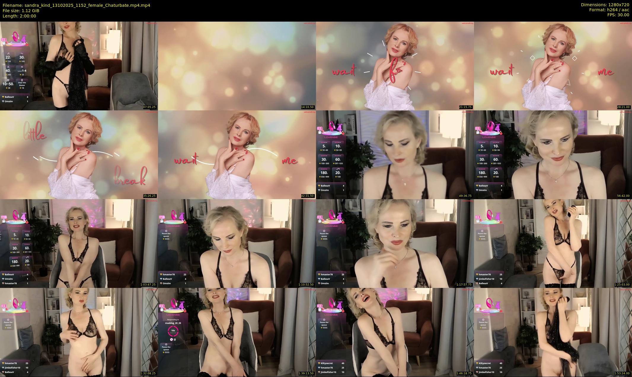 sandra_kind — 120 minute Chaturbate female cam show recording, 720p, Oct 13, 2025