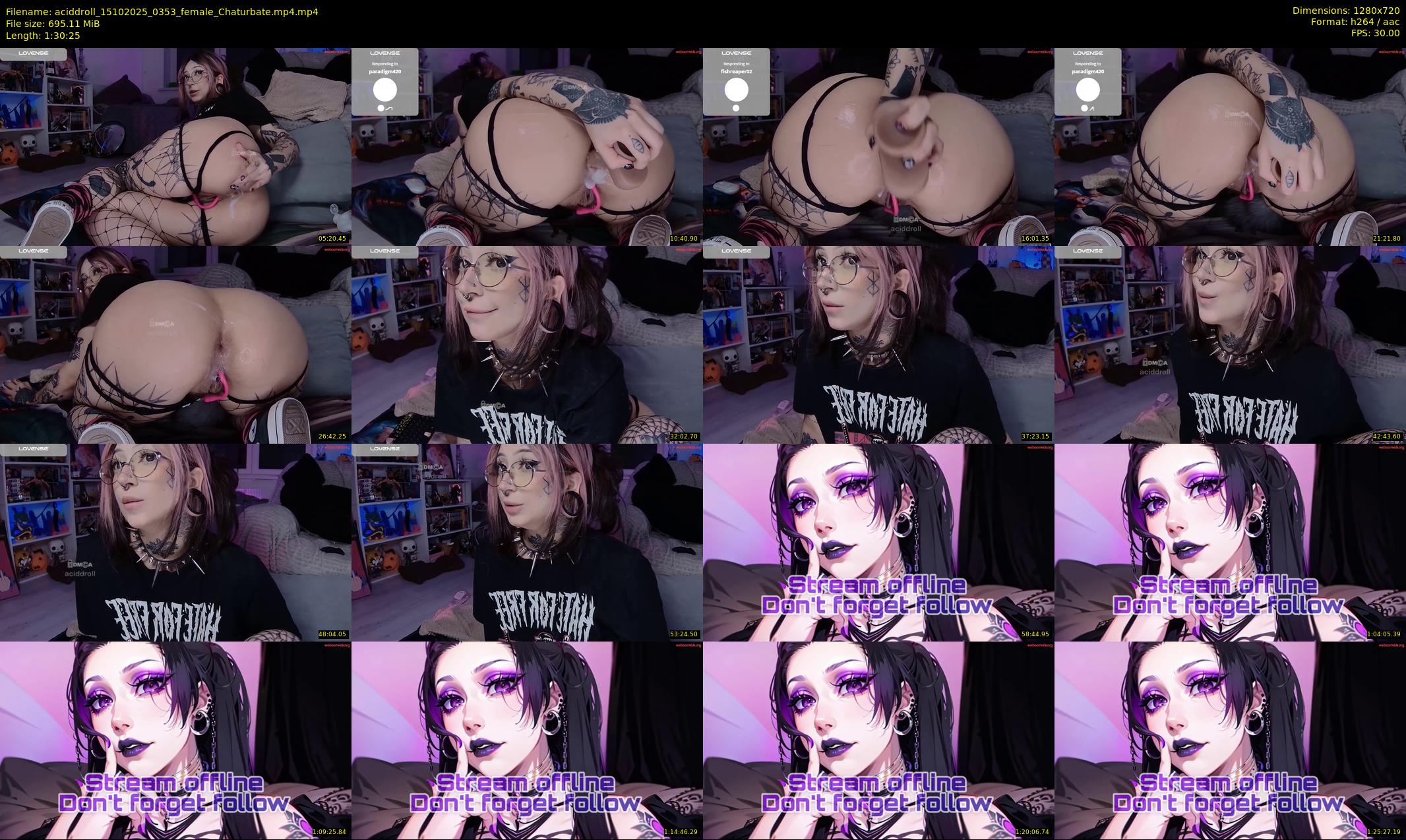 aciddroll — 91 minute Chaturbate female cam show recording, 720p, Oct 15, 2025
