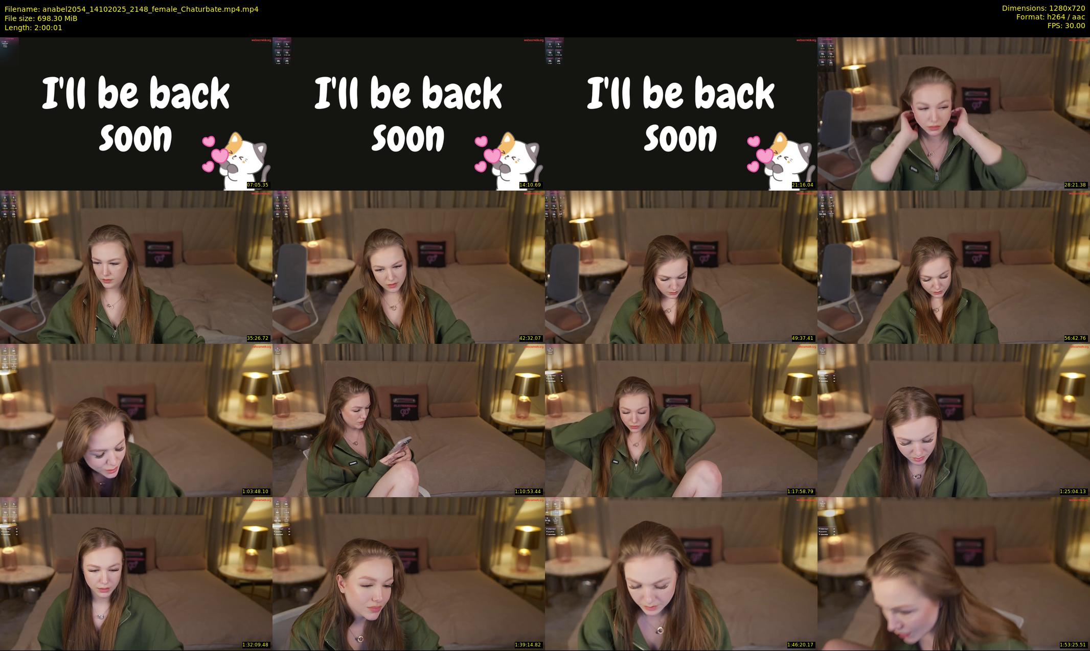 anabel2054 — 121 minute Chaturbate female cam show recording, 720p, Oct 14, 2025