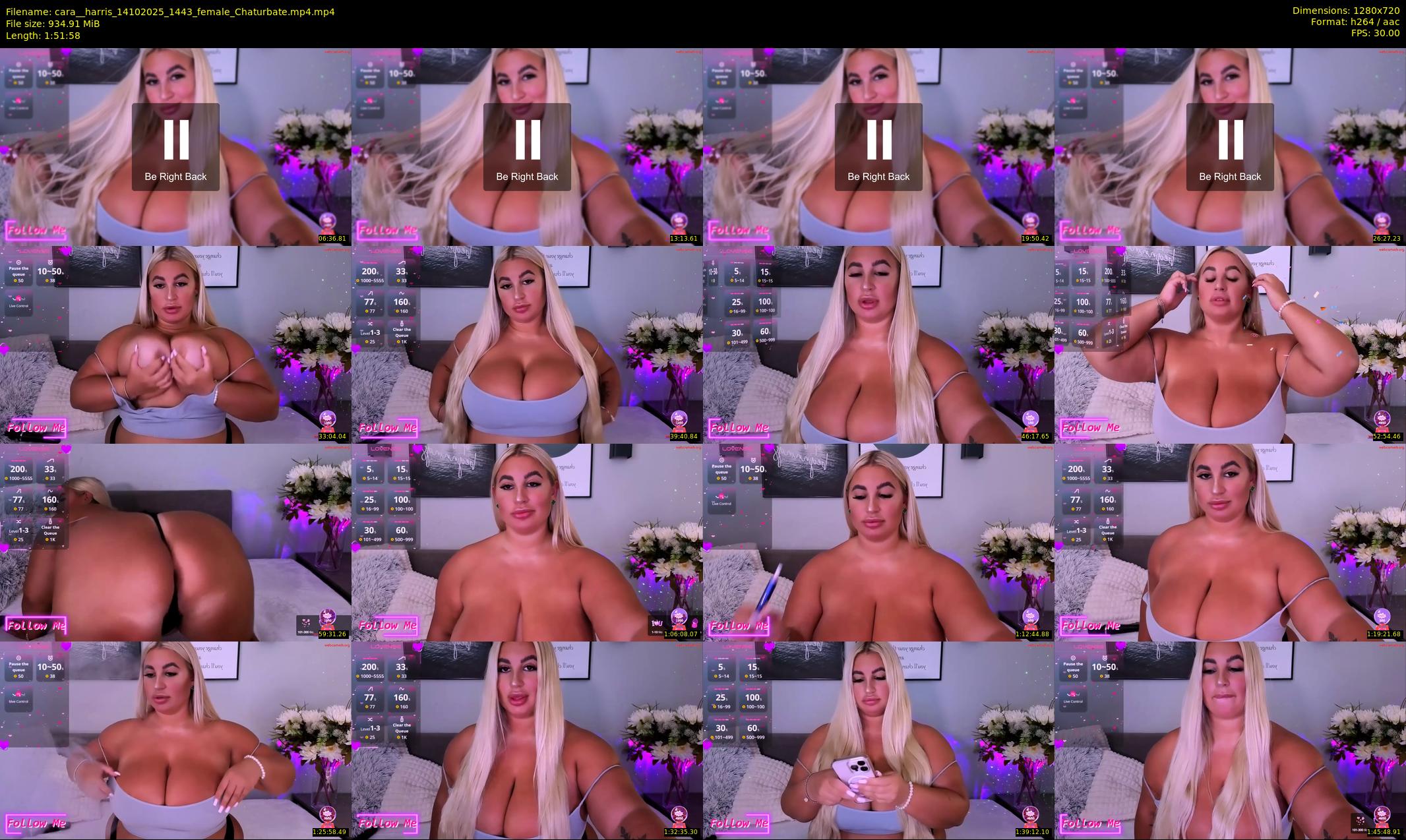 cara__harris — 112 minute Chaturbate female cam show recording, 720p, Oct 14, 2025