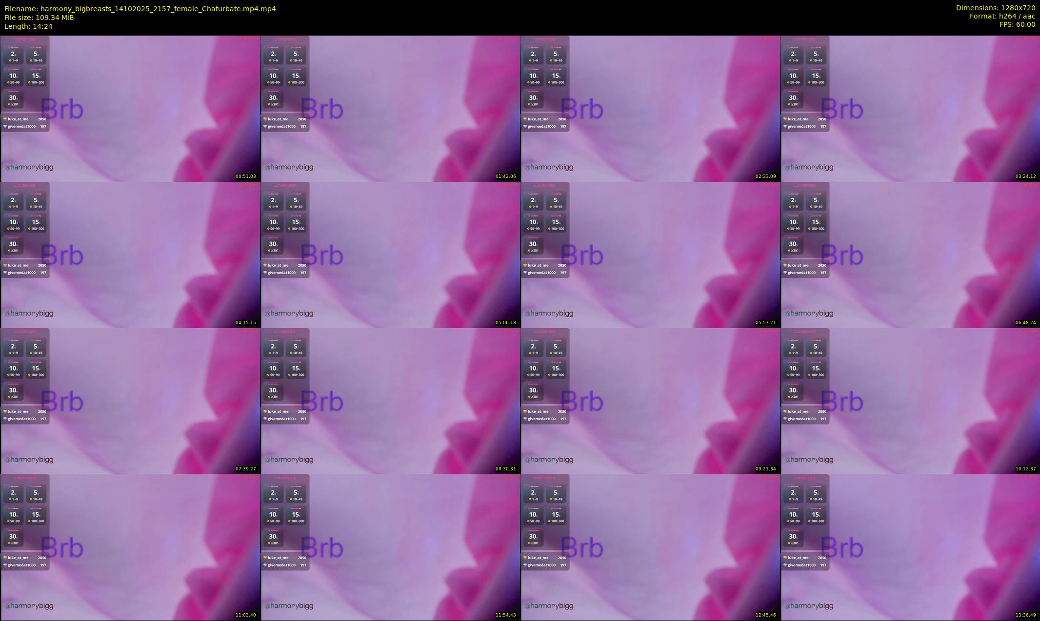 harmony_bigbreasts — 15 minute Chaturbate female cam show recording, 720p, Oct 14, 2025