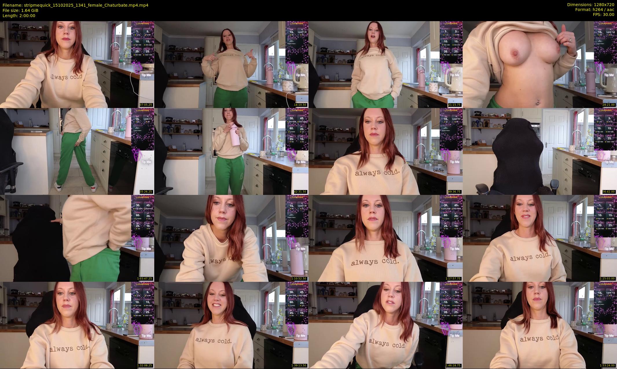 stripmequick — 120 minute Chaturbate female cam show recording, 720p, Oct 15, 2025