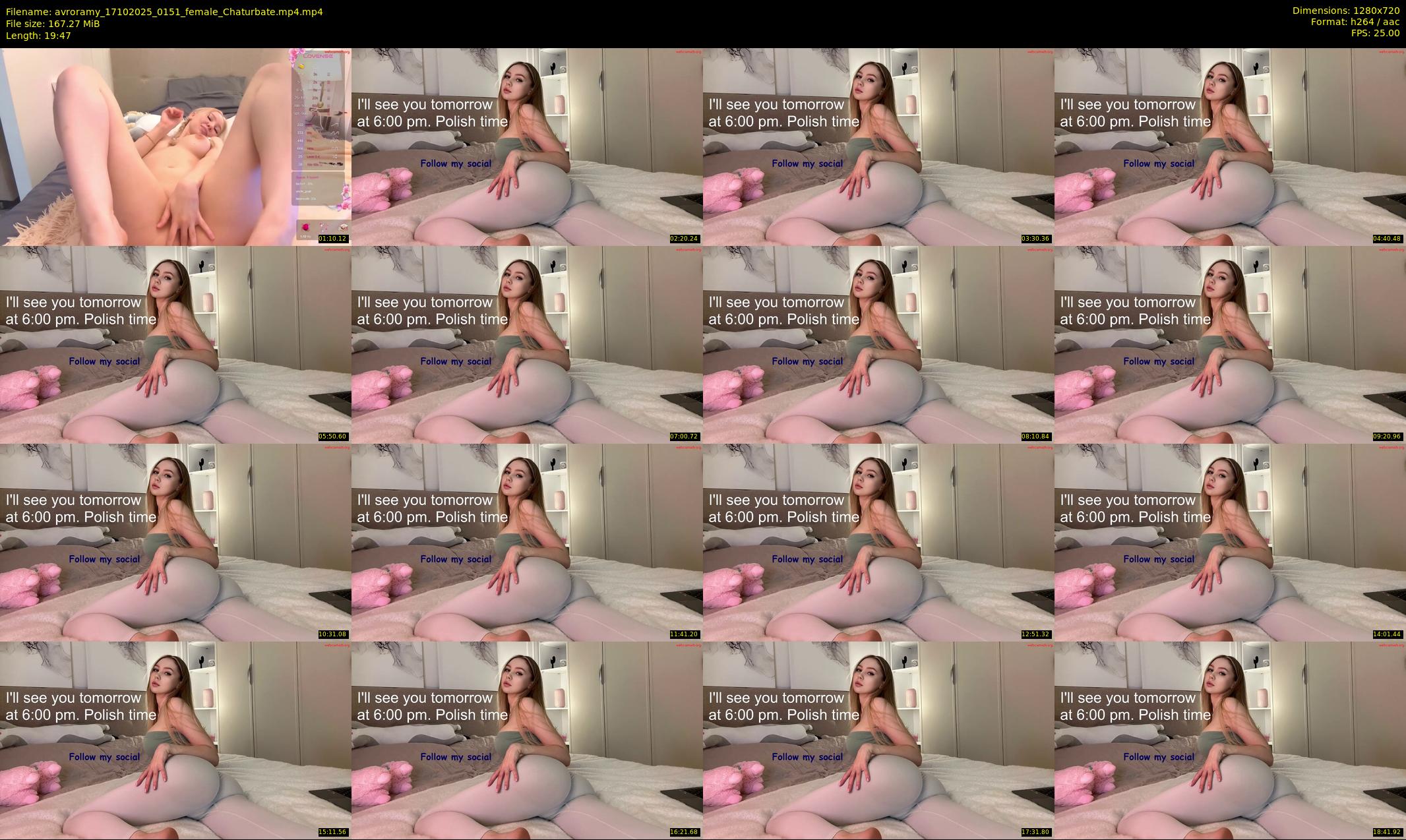 avroramy — 20 minute Chaturbate female cam show recording, 720p, Oct 17, 2025
