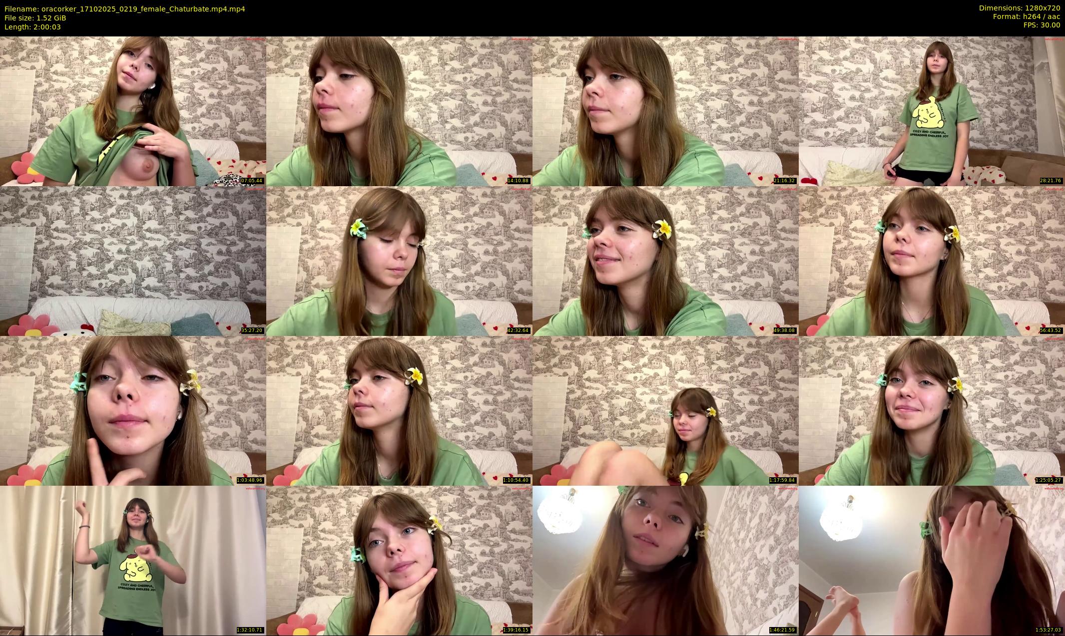 oracorker — 121 minute Chaturbate female cam show recording, 720p, Oct 17, 2025