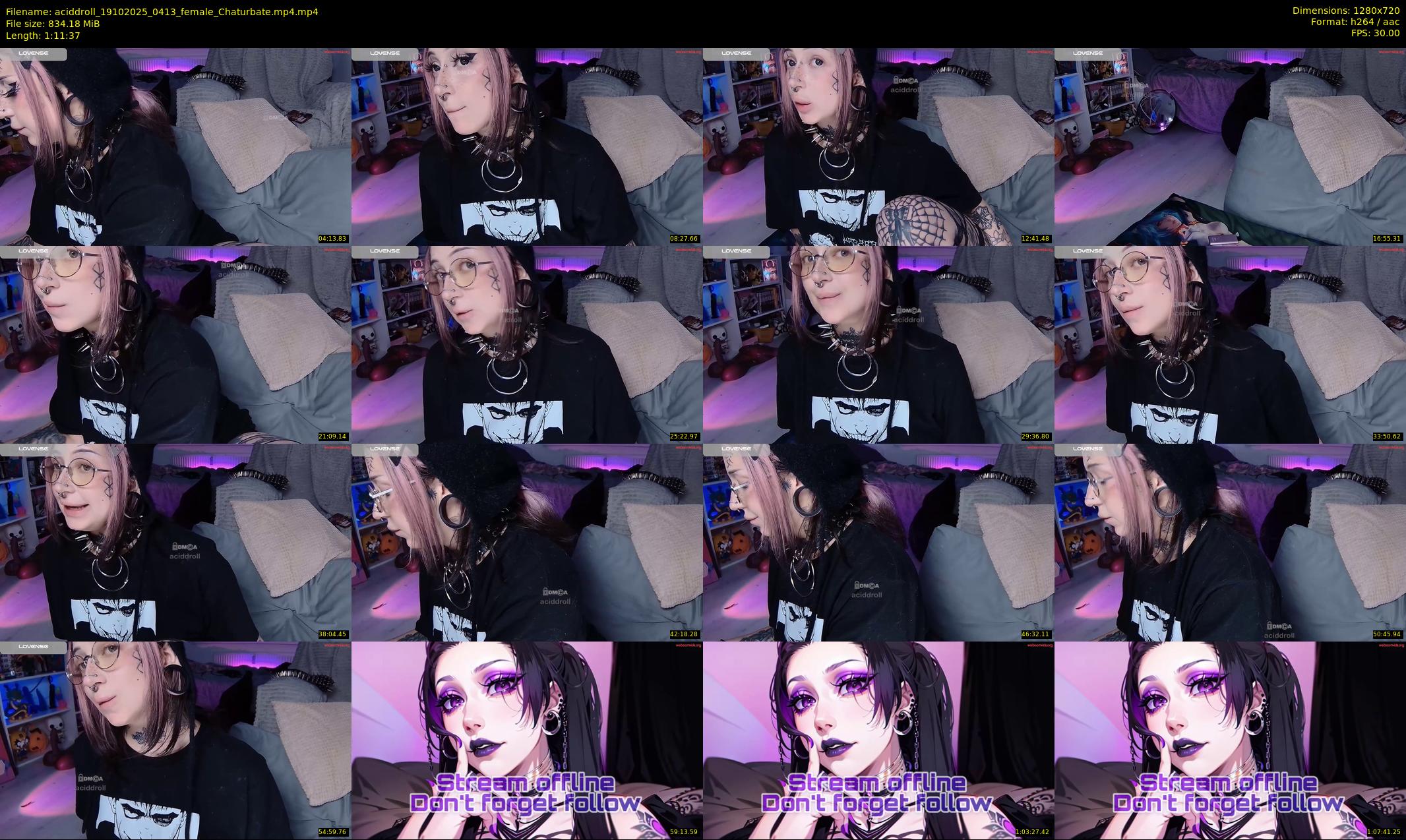 aciddroll — 72 minute Chaturbate female cam show recording, 720p, Oct 19, 2025