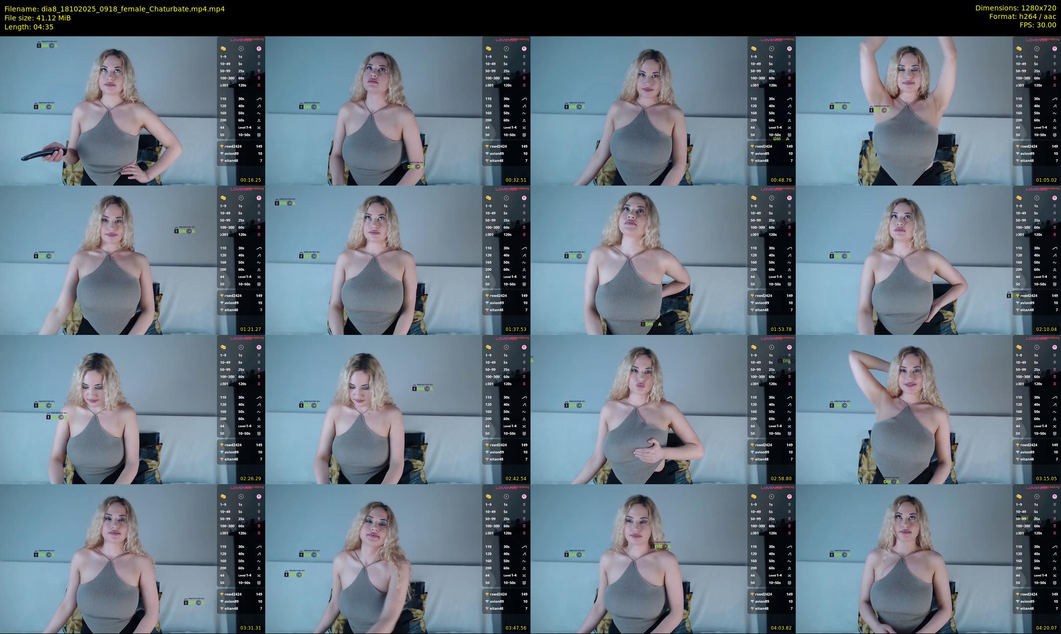 dia8 — 5 minute Chaturbate female cam show recording, 720p, Oct 18, 2025