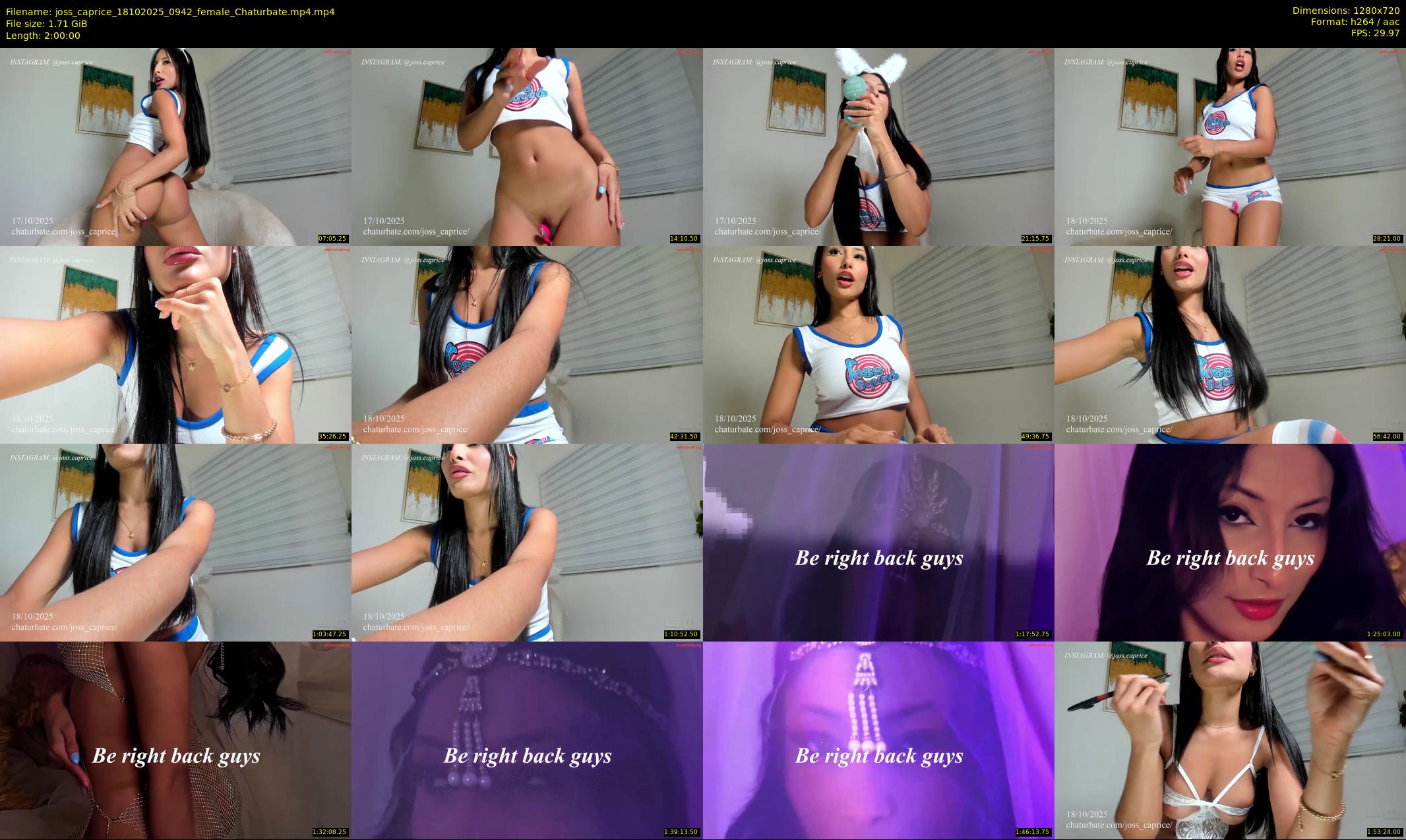 joss_caprice — 120 minute Chaturbate female cam show recording, 720p, Oct 18, 2025