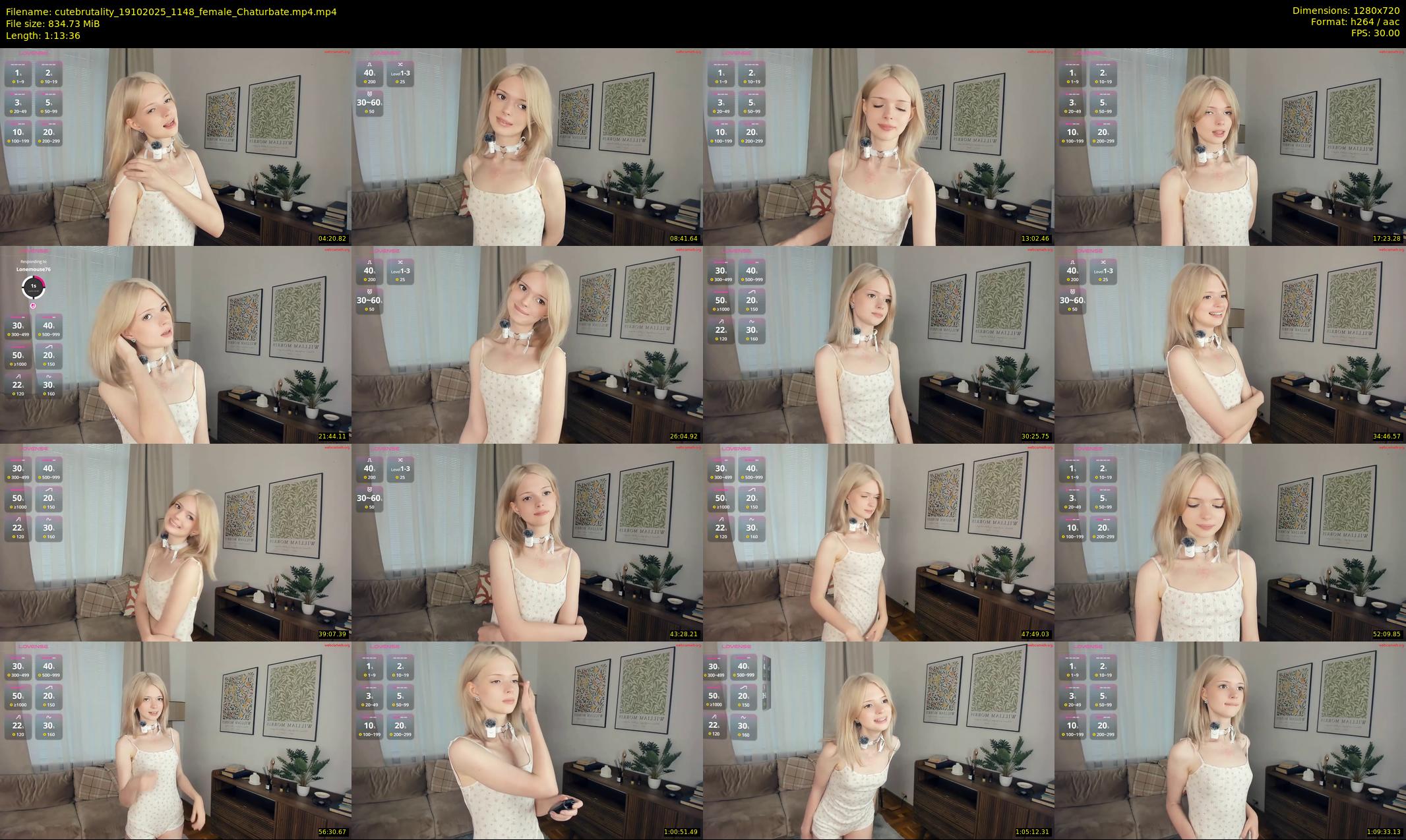 cutebrutality — 74 minute Chaturbate female cam show recording, 720p, Oct 19, 2025