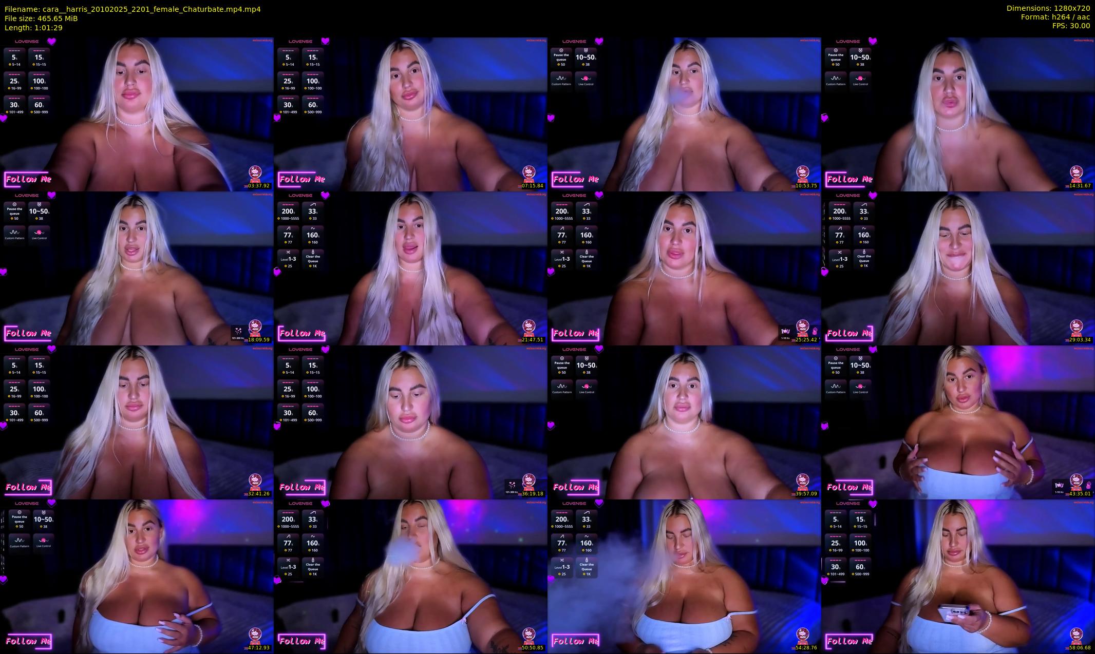 cara__harris — 62 minute Chaturbate female cam show recording, 720p, Oct 20, 2025
