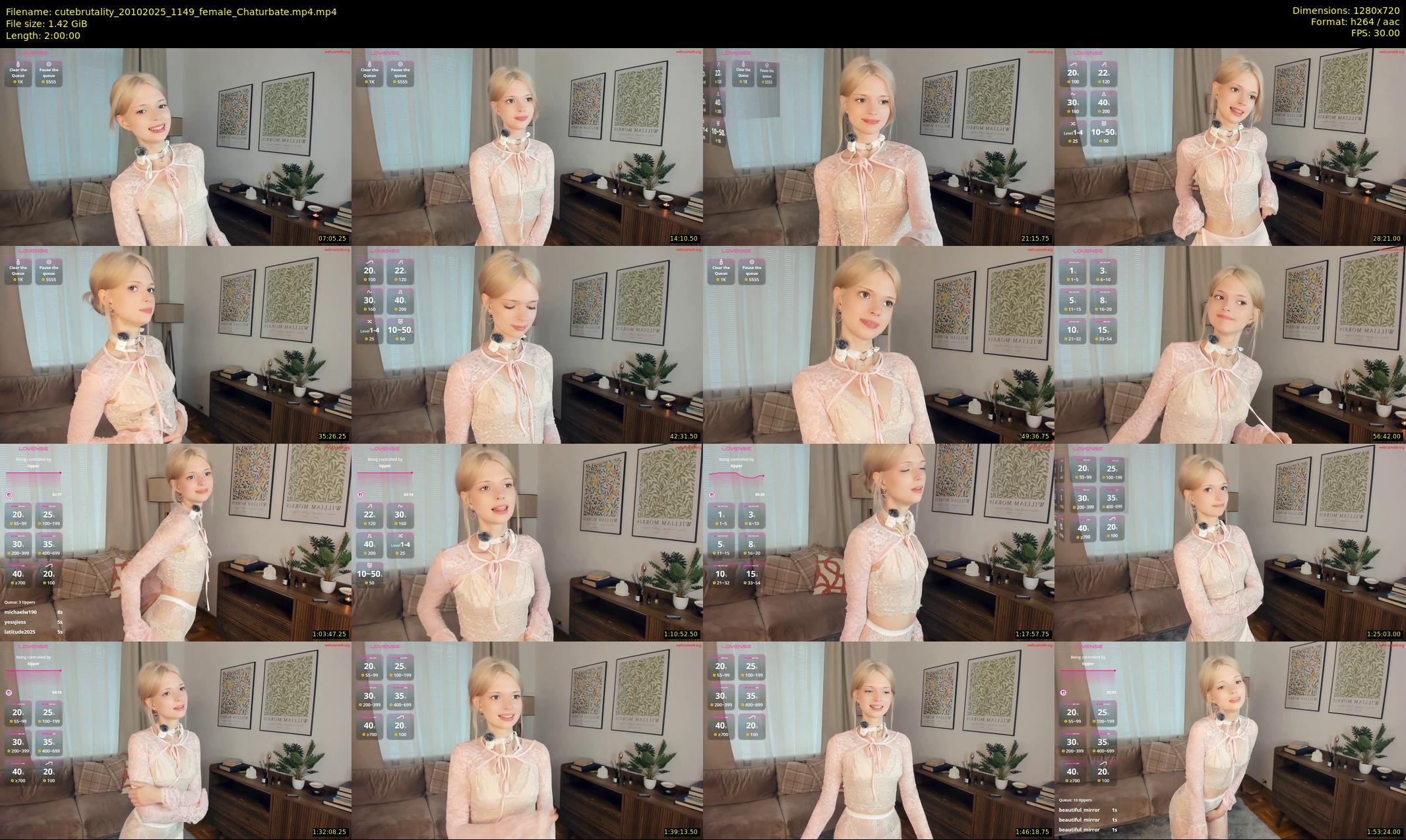 cutebrutality — 120 minute Chaturbate female cam show recording, 720p, Oct 20, 2025