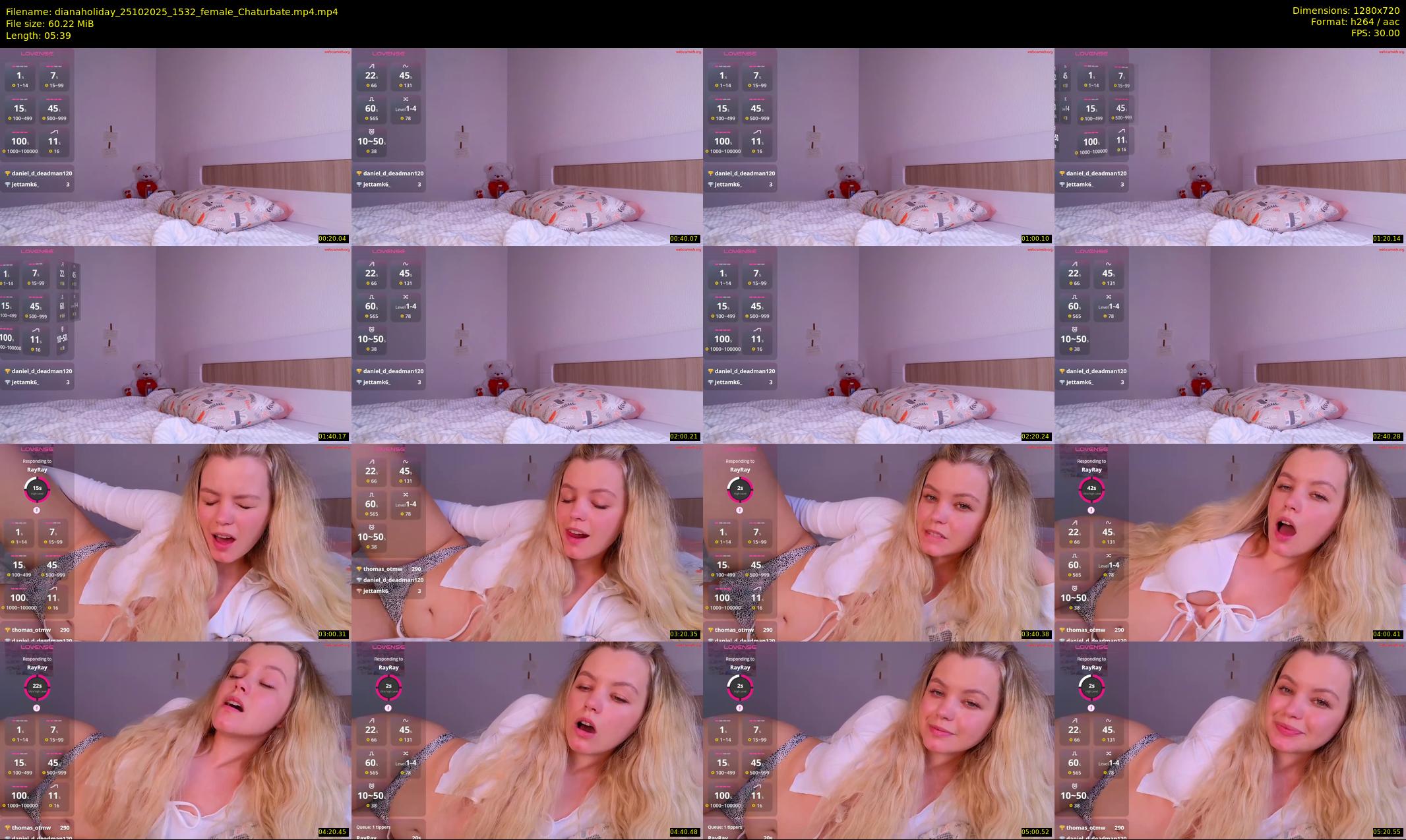 dianaholiday — 6 minute Chaturbate female cam show recording, 720p, Oct 25, 2025