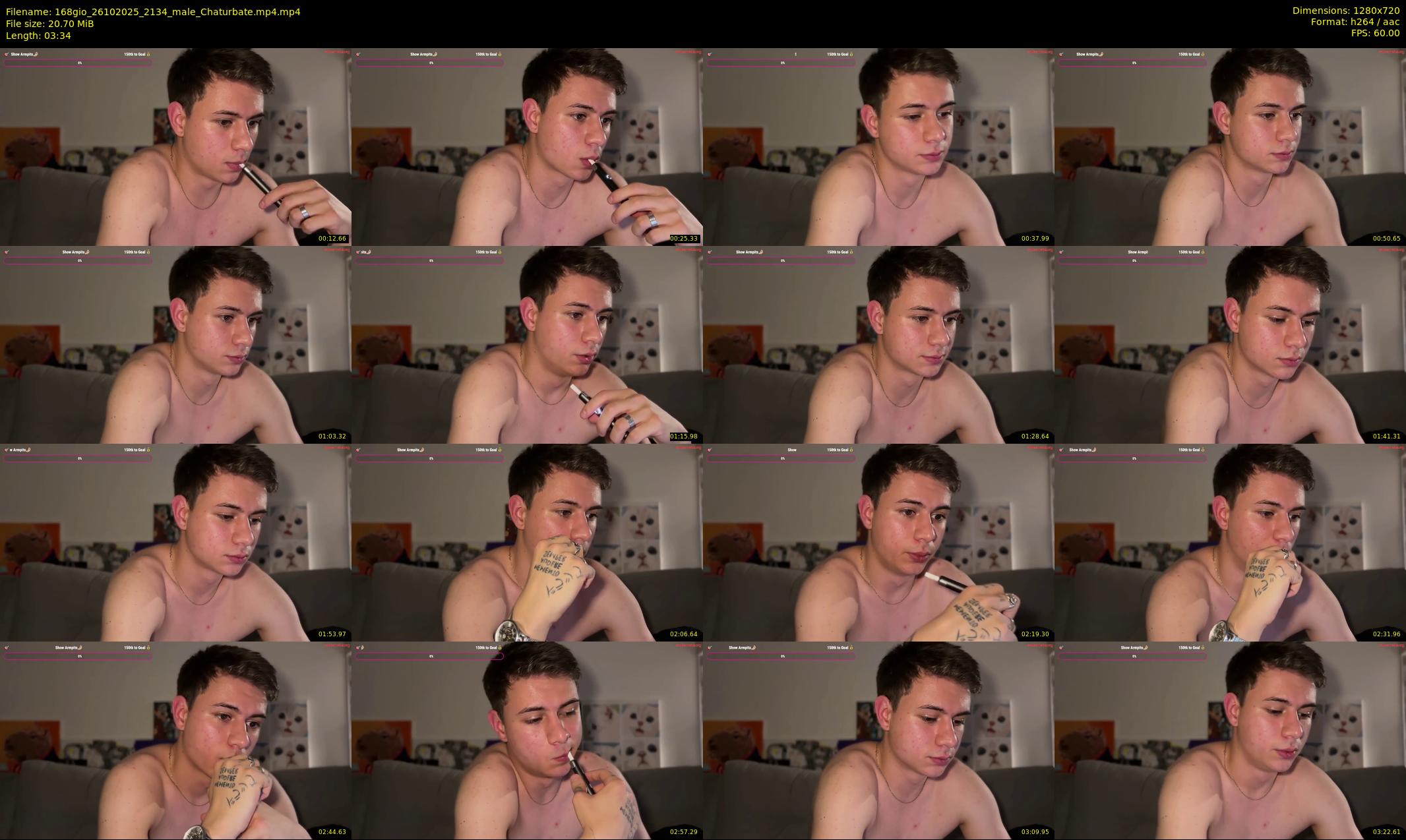 168gio — 4 minute Chaturbate male cam show recording, 720p, Oct 26, 2025