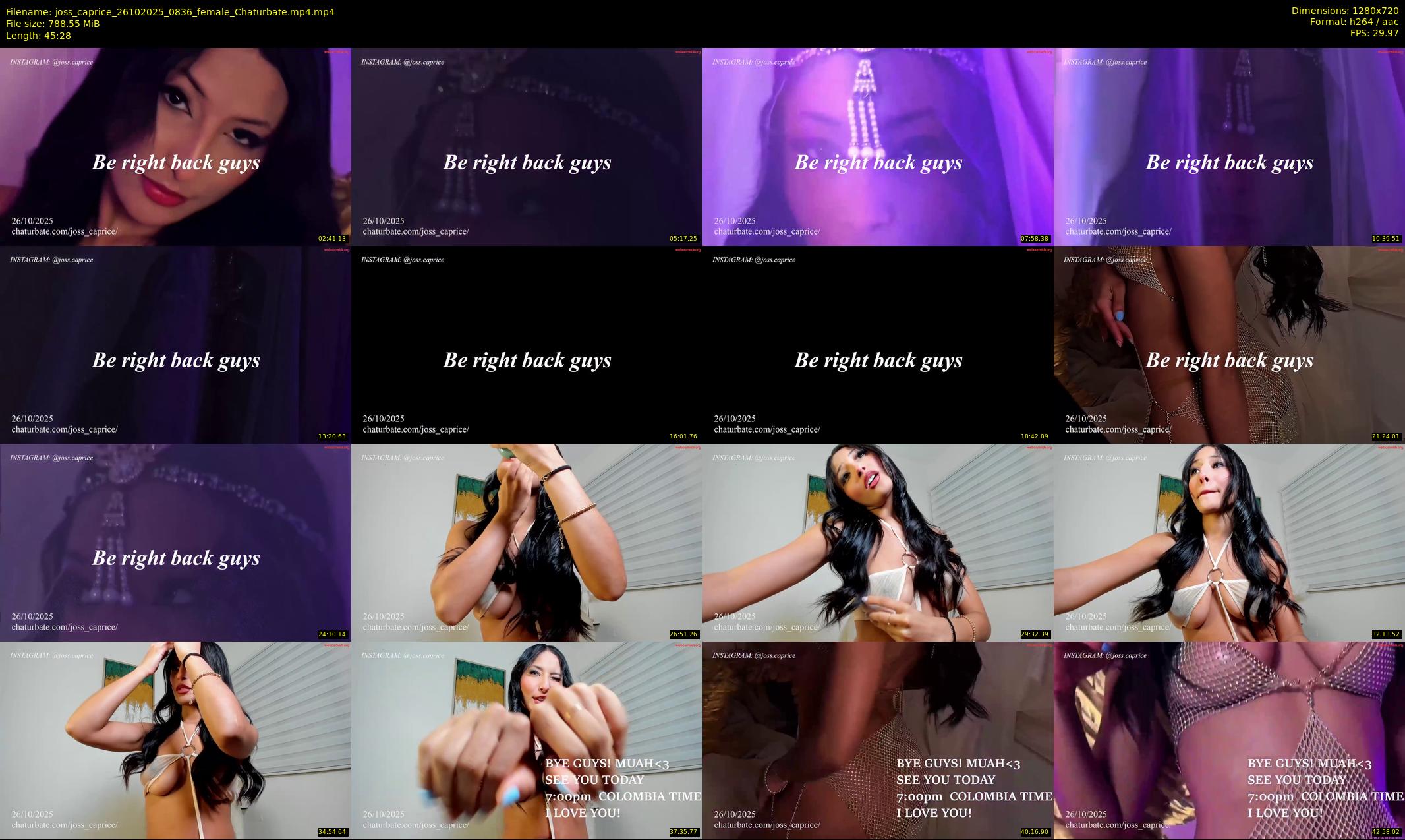 joss_caprice — 46 minute Chaturbate female cam show recording, 720p, Oct 26, 2025