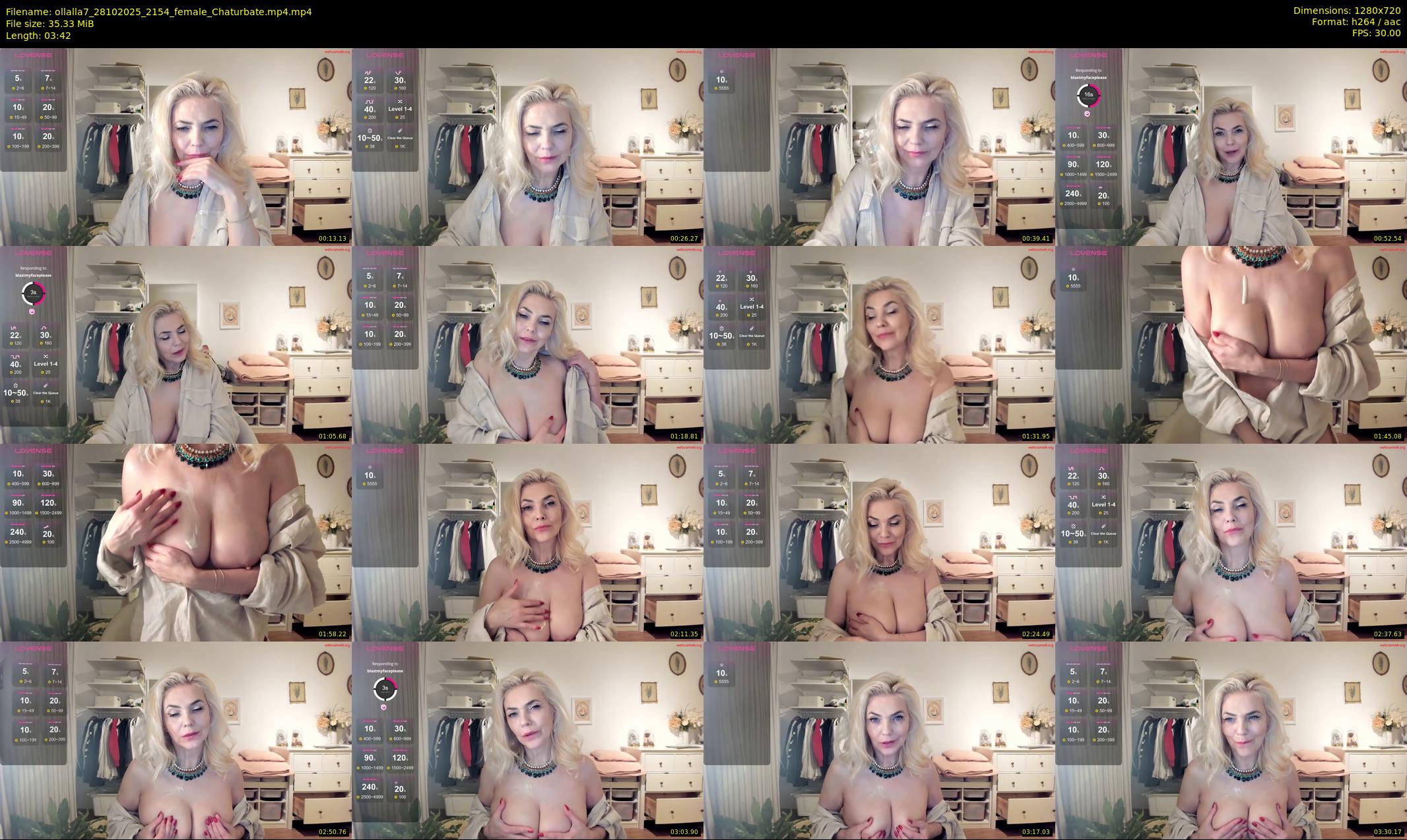 ollalla7 — 4 minute Chaturbate female cam show recording, 720p, Oct 28, 2025