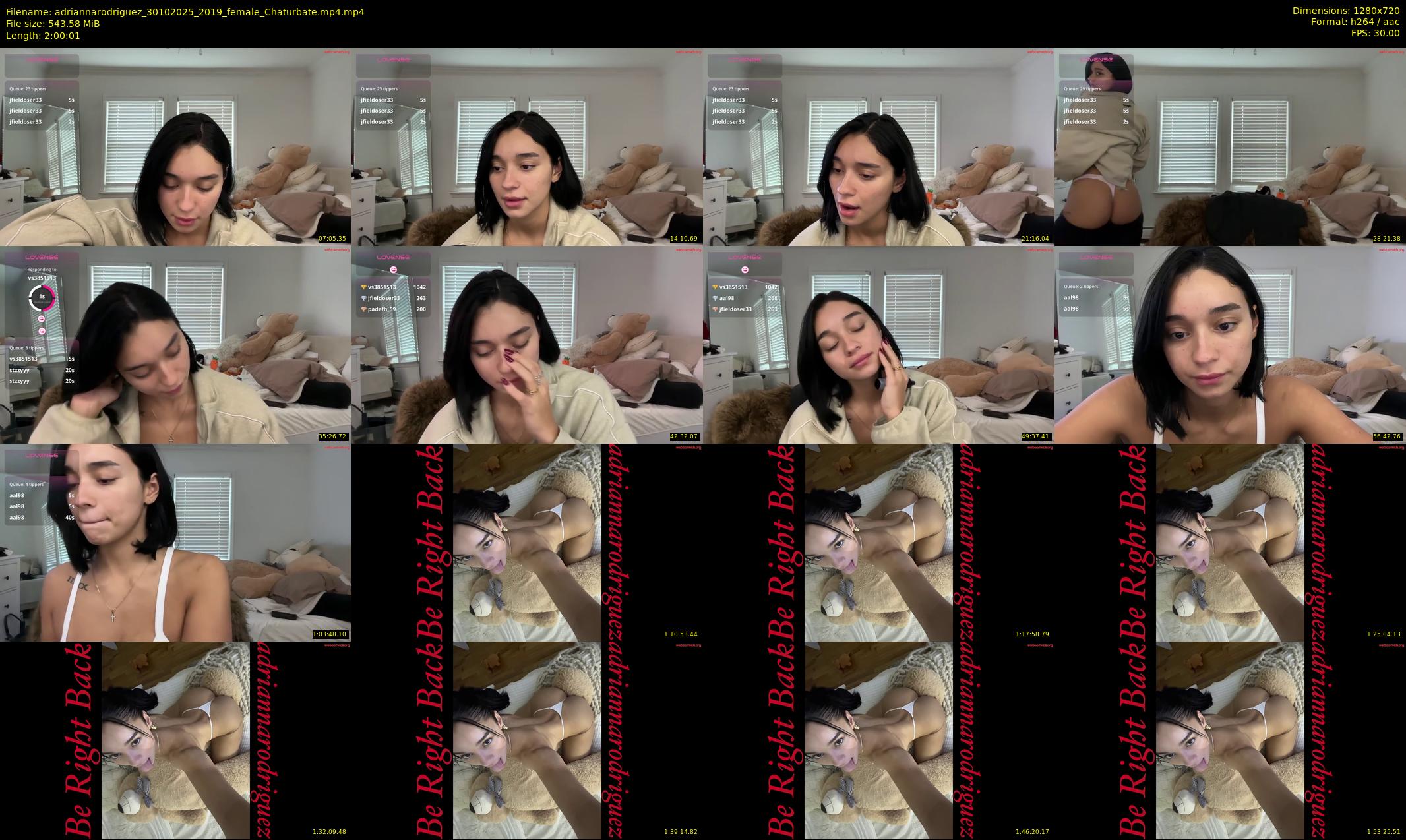 adriannarodriguez — 121 minute Chaturbate female cam show recording, 720p, Oct 30, 2025
