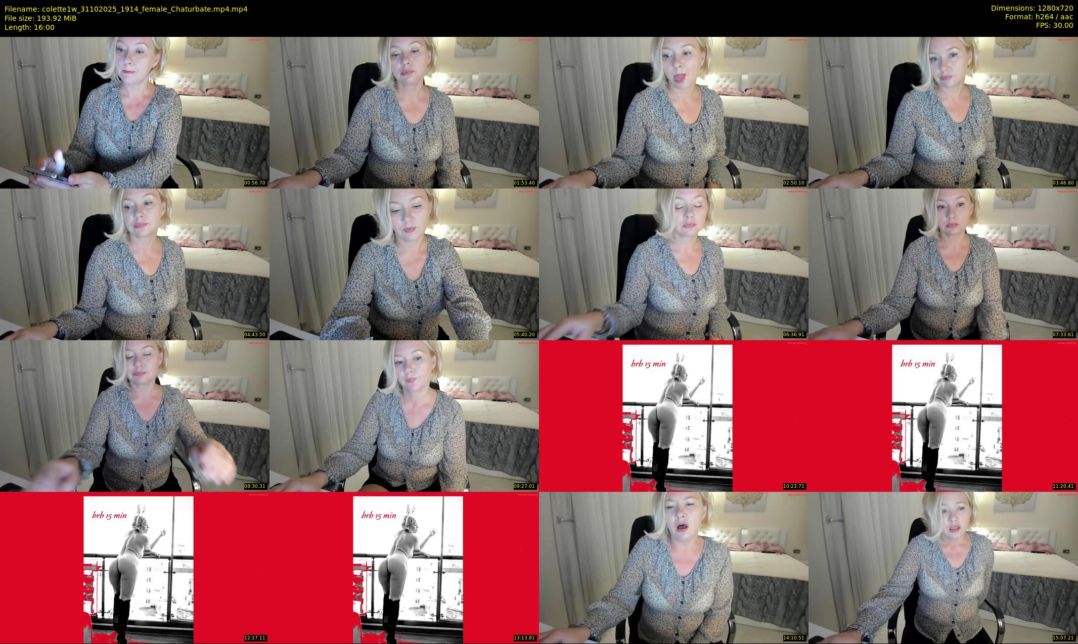 colette1w — 16 minute Chaturbate female cam show recording, 720p, Oct 31, 2025