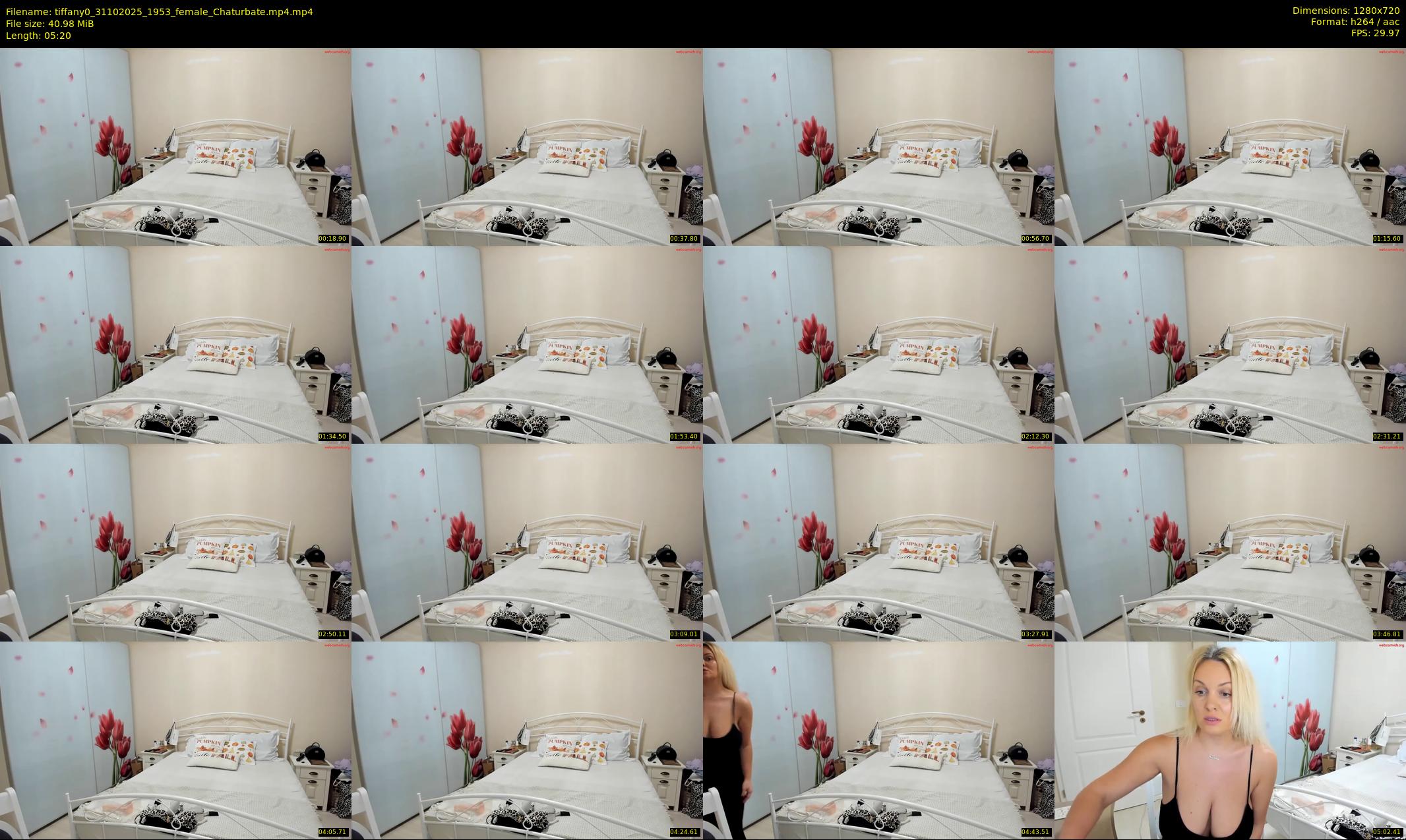 tiffany0 — 6 minute Chaturbate female cam show recording, 720p, Oct 31, 2025