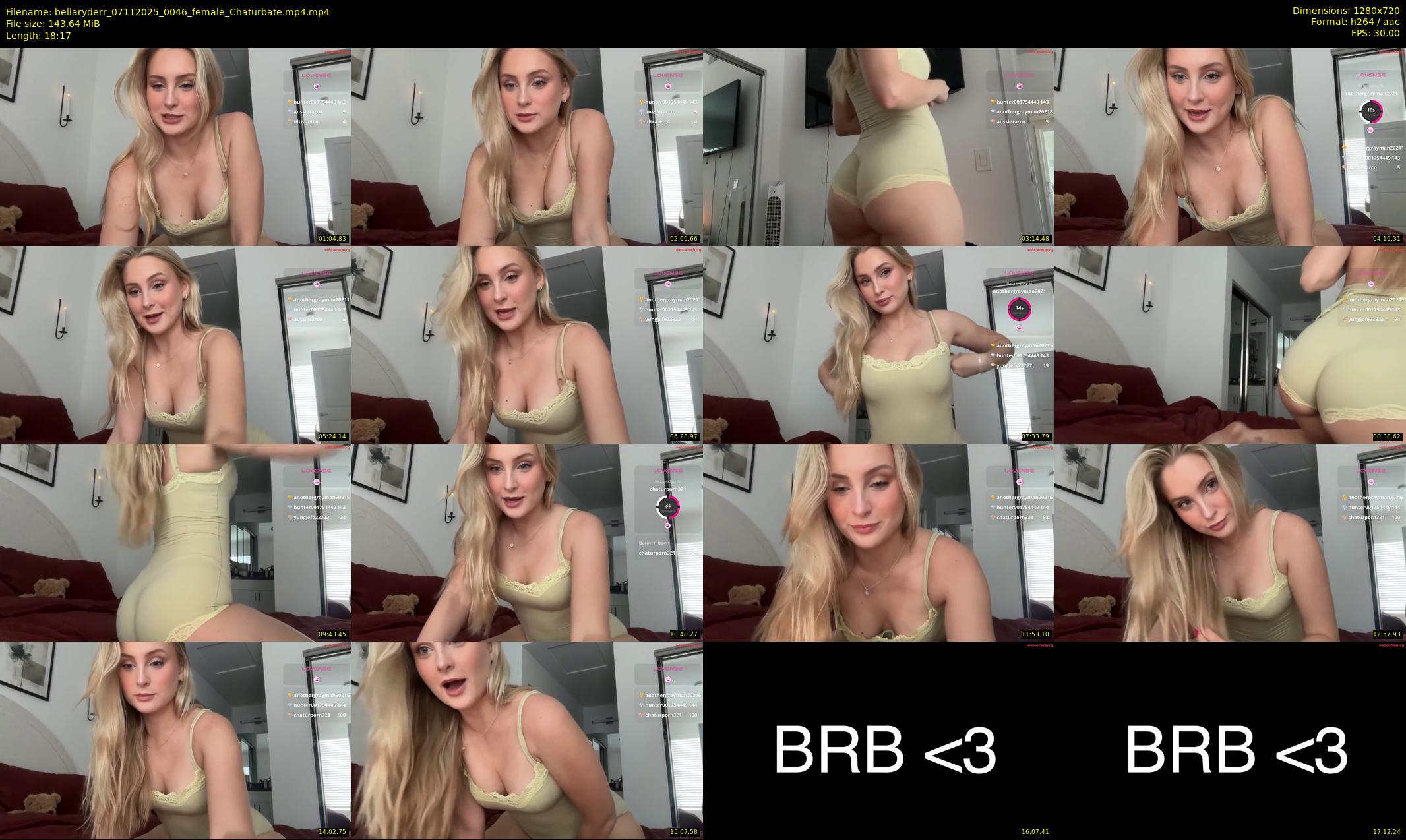 bellaryderr — 19 minute Chaturbate female cam show recording, 720p, Nov 7, 2025