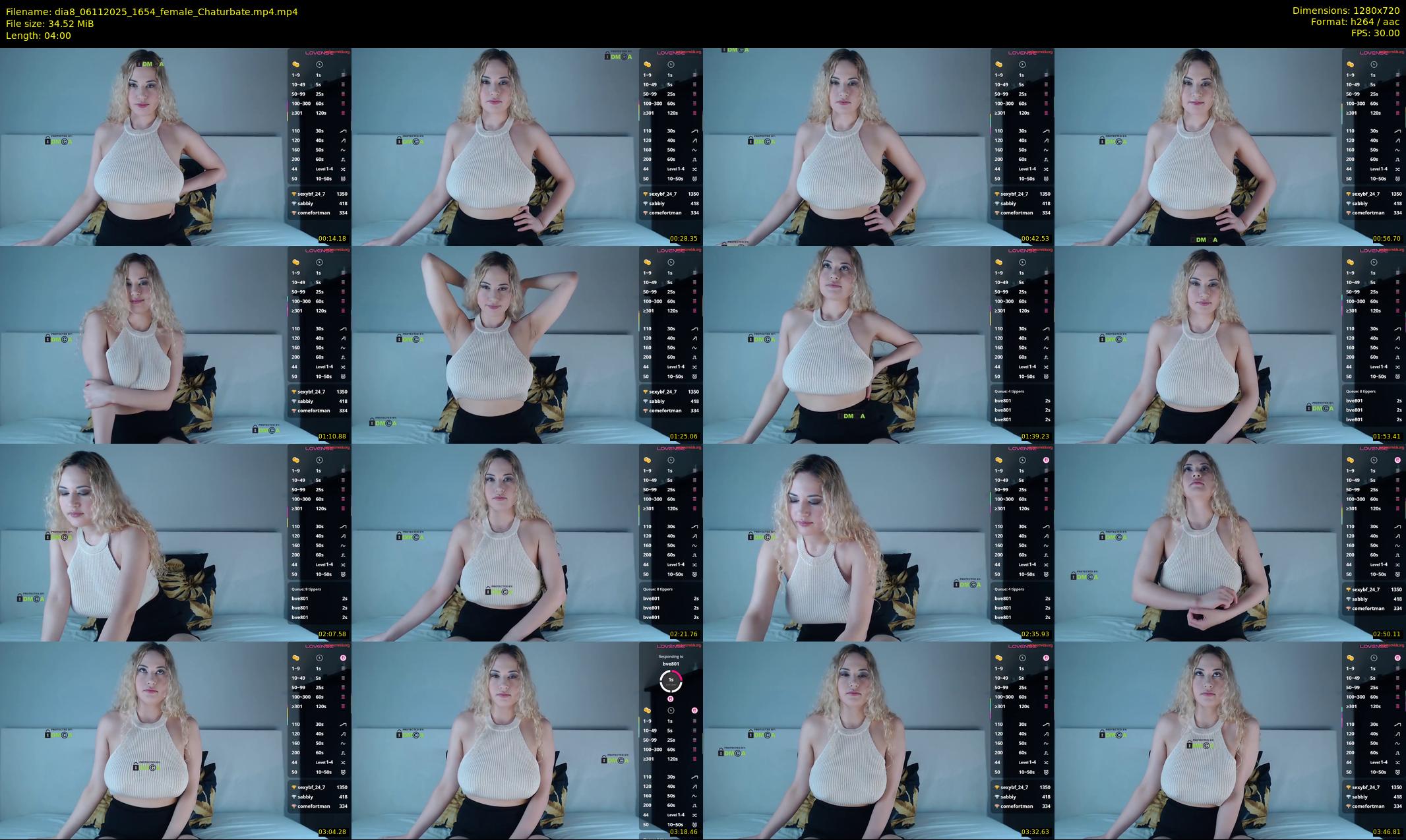 dia8 — 4 minute Chaturbate female cam show recording, 720p, Nov 6, 2025