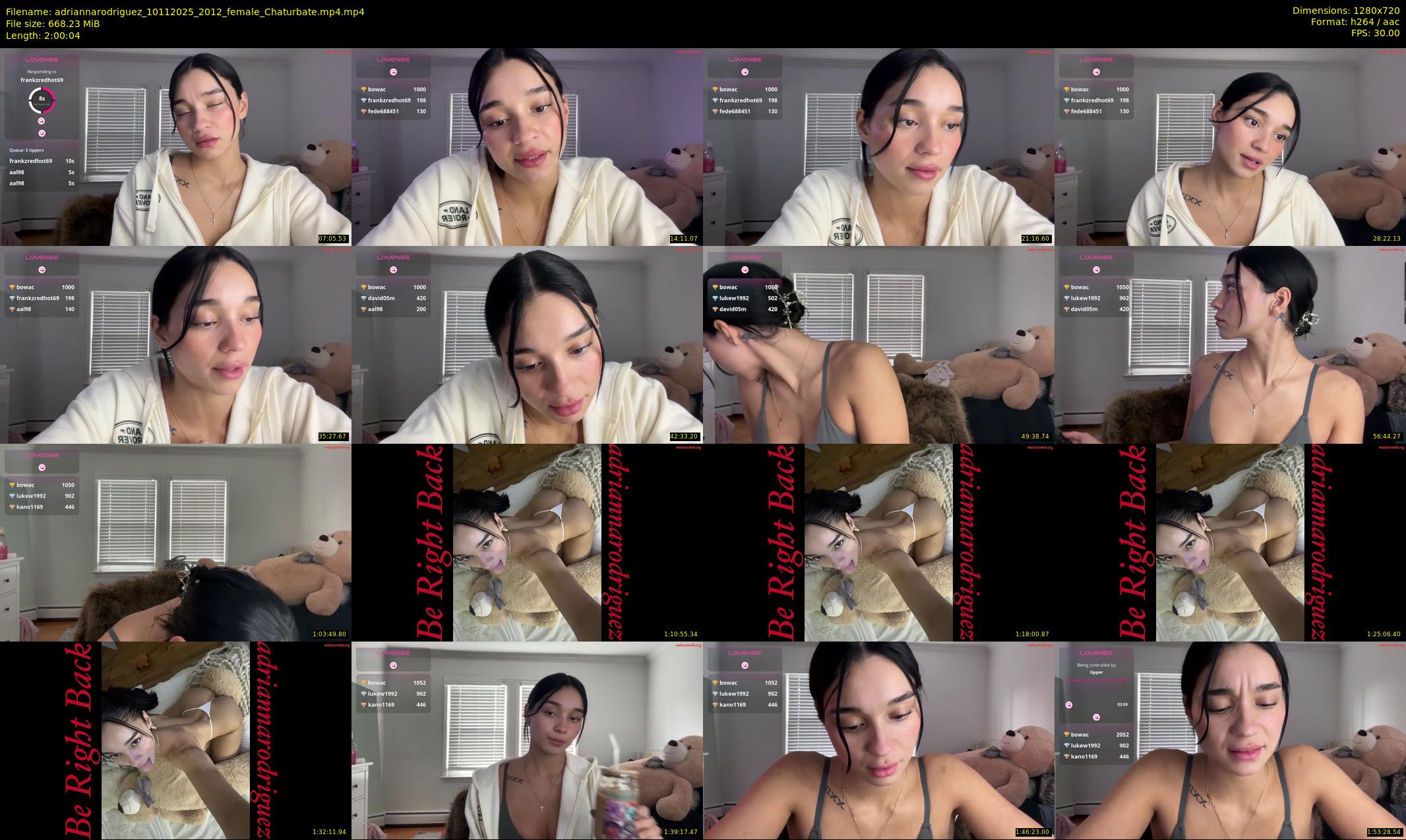 adriannarodriguez — 121 minute Chaturbate female cam show recording, 720p, Nov 10, 2025