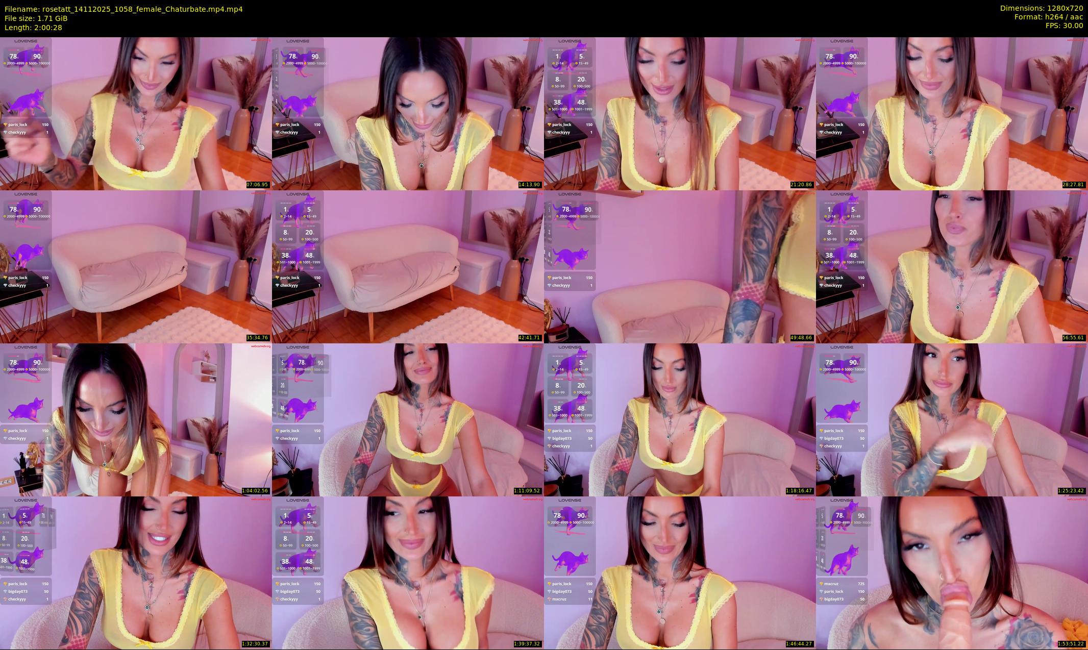 rosetatt — 121 minute Chaturbate female cam show recording, 720p, Nov 14, 2025