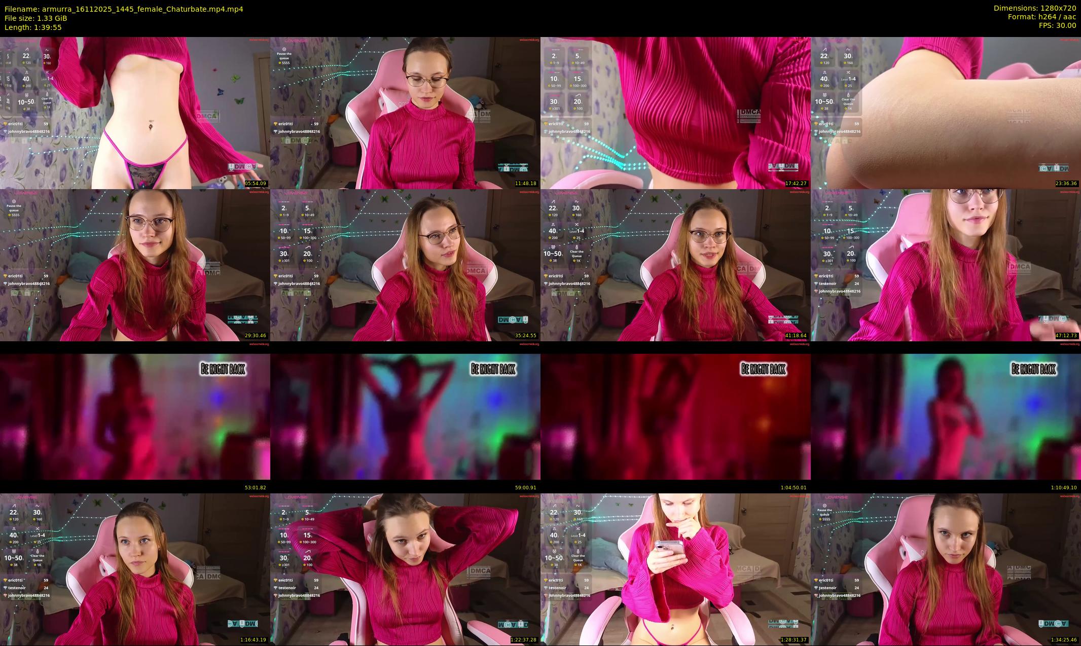 armurra — 100 minute Chaturbate female cam show recording, 720p, Nov 16, 2025