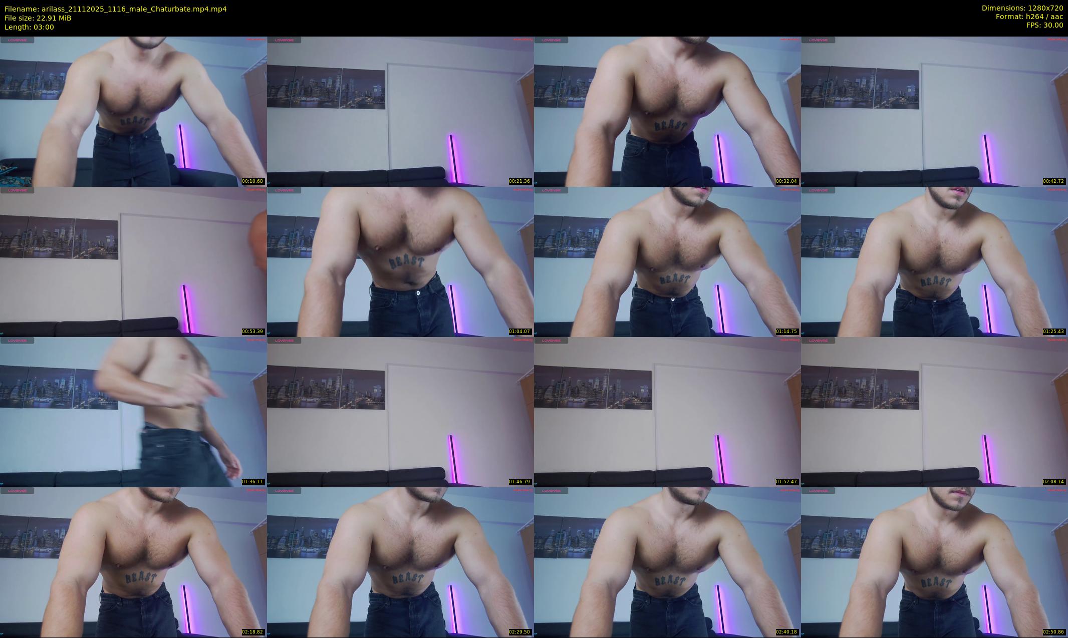 arilass — 3 minute Chaturbate male cam show recording, 720p, Nov 21, 2025