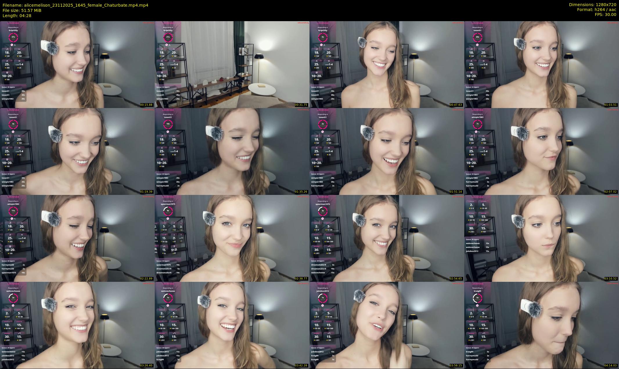 alicemelison — 5 minute Chaturbate female cam show recording, 720p, Nov 23, 2025