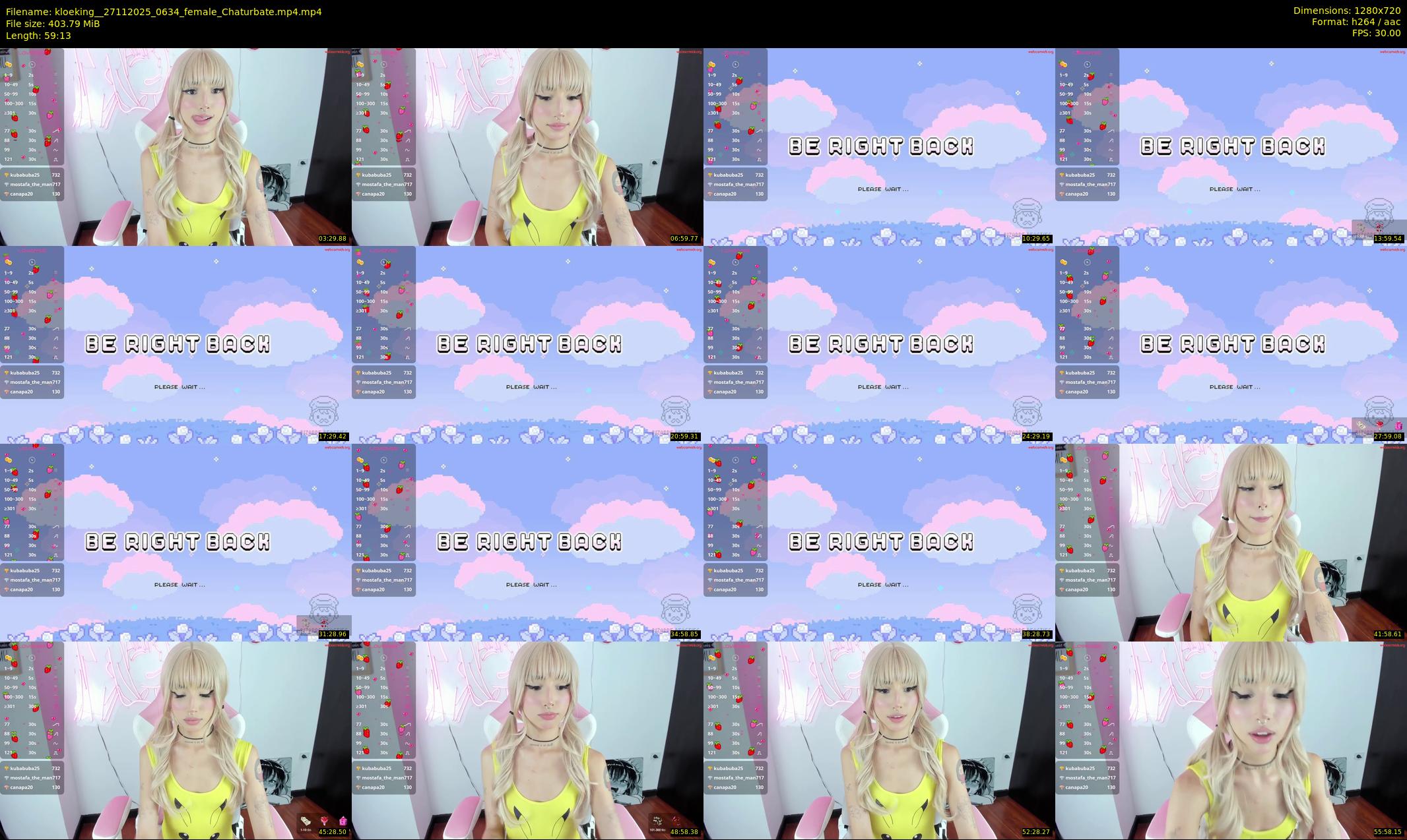 kloeking_ — 60 minute Chaturbate female cam show recording, 720p, Nov 27, 2025