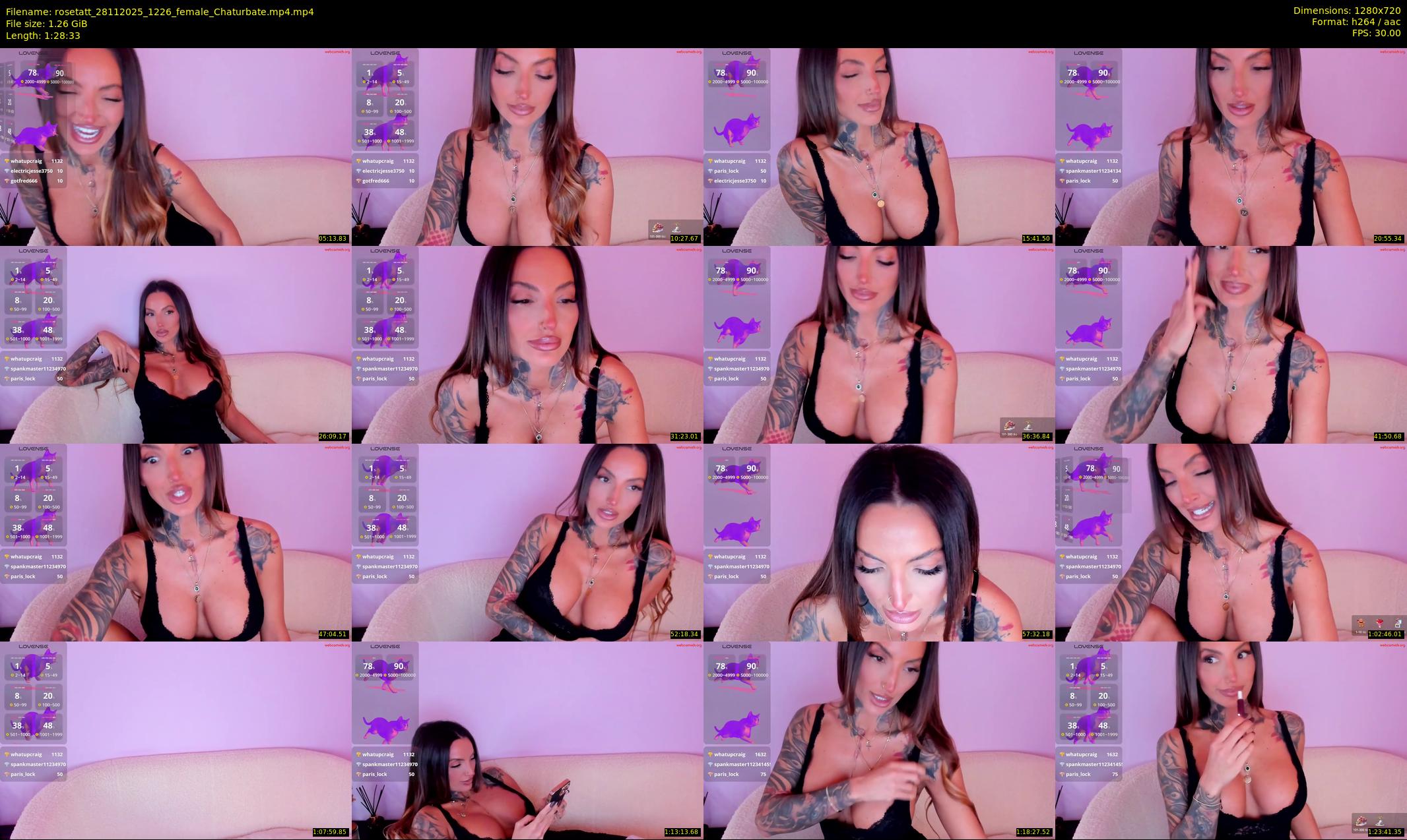 rosetatt — 89 minute Chaturbate female cam show recording, 720p, Nov 28, 2025