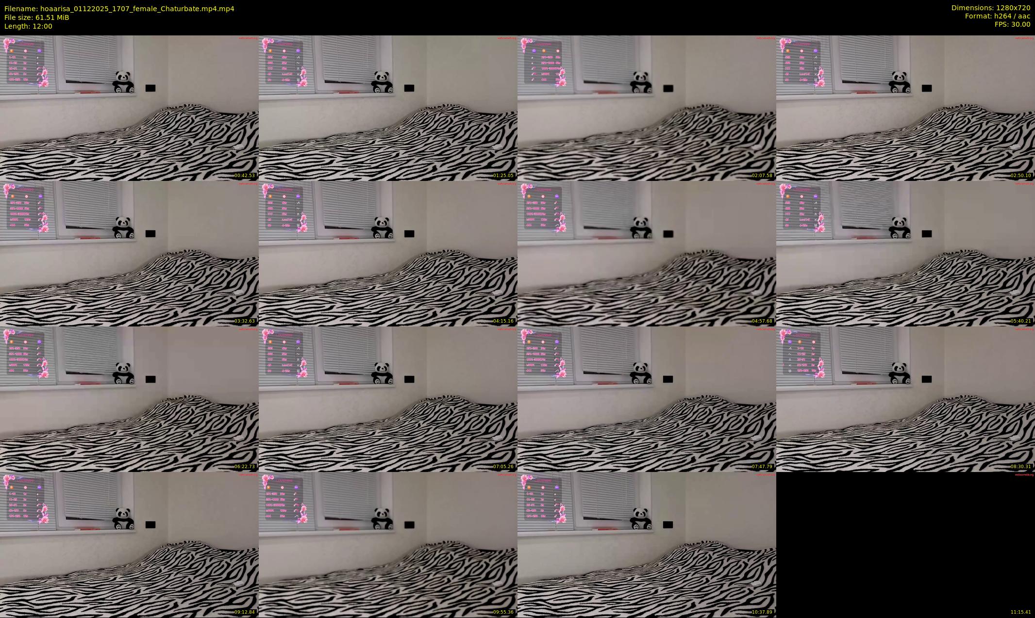 hoaarisa — 12 minute Chaturbate female cam show recording, 720p, Dec 1, 2025